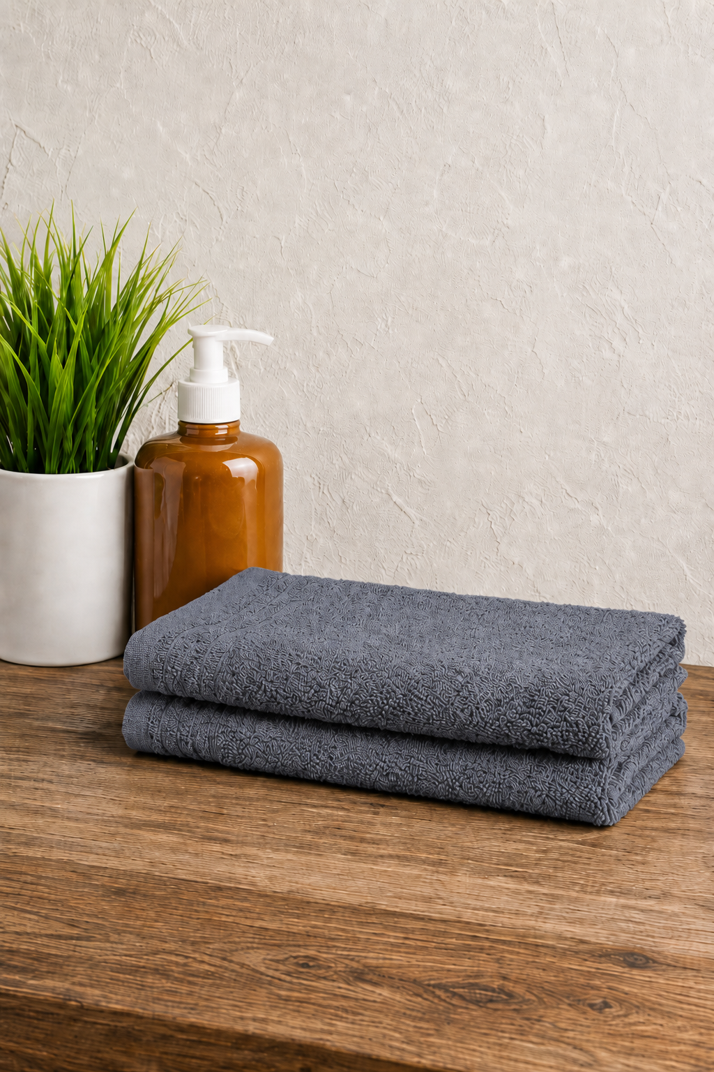 Charcoal Hand Towels – Pack of 2, Soft & Absorbent Terry Towels, 40 × 60 cm