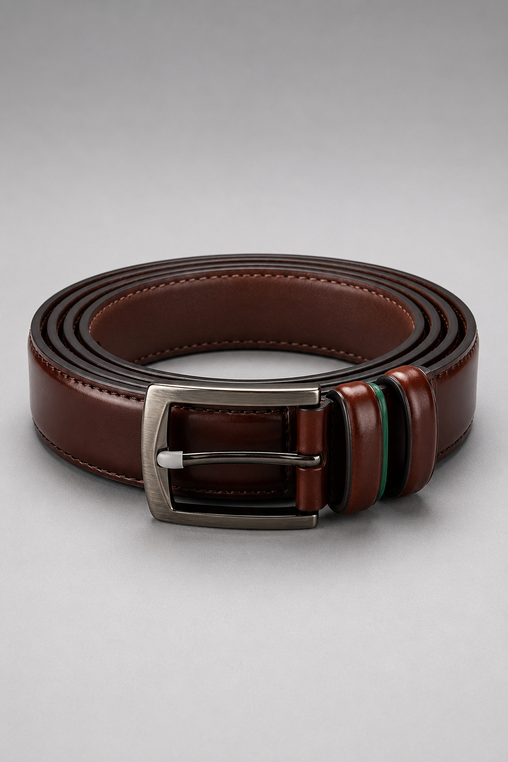 Men's Premium Brown Leather Belt with Brushed Metal Buckle | Classic Formal & Casual Belt for Men