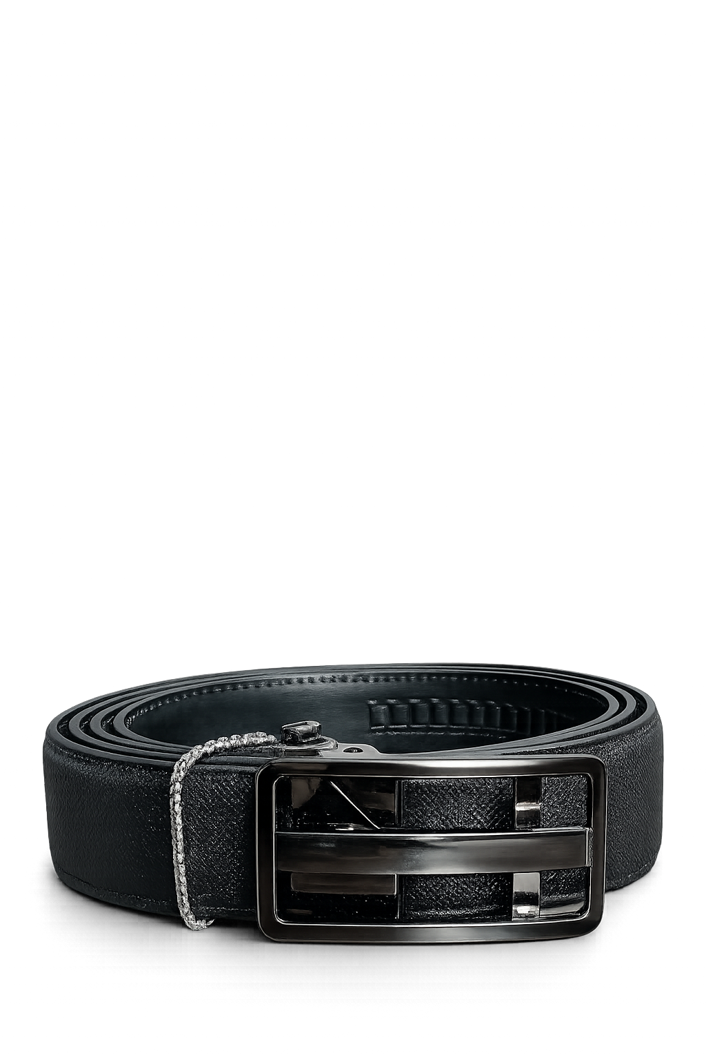 Men's Black Leather Belt with Glossy Black Buckle | Premium Formal & Casual Belt for Men