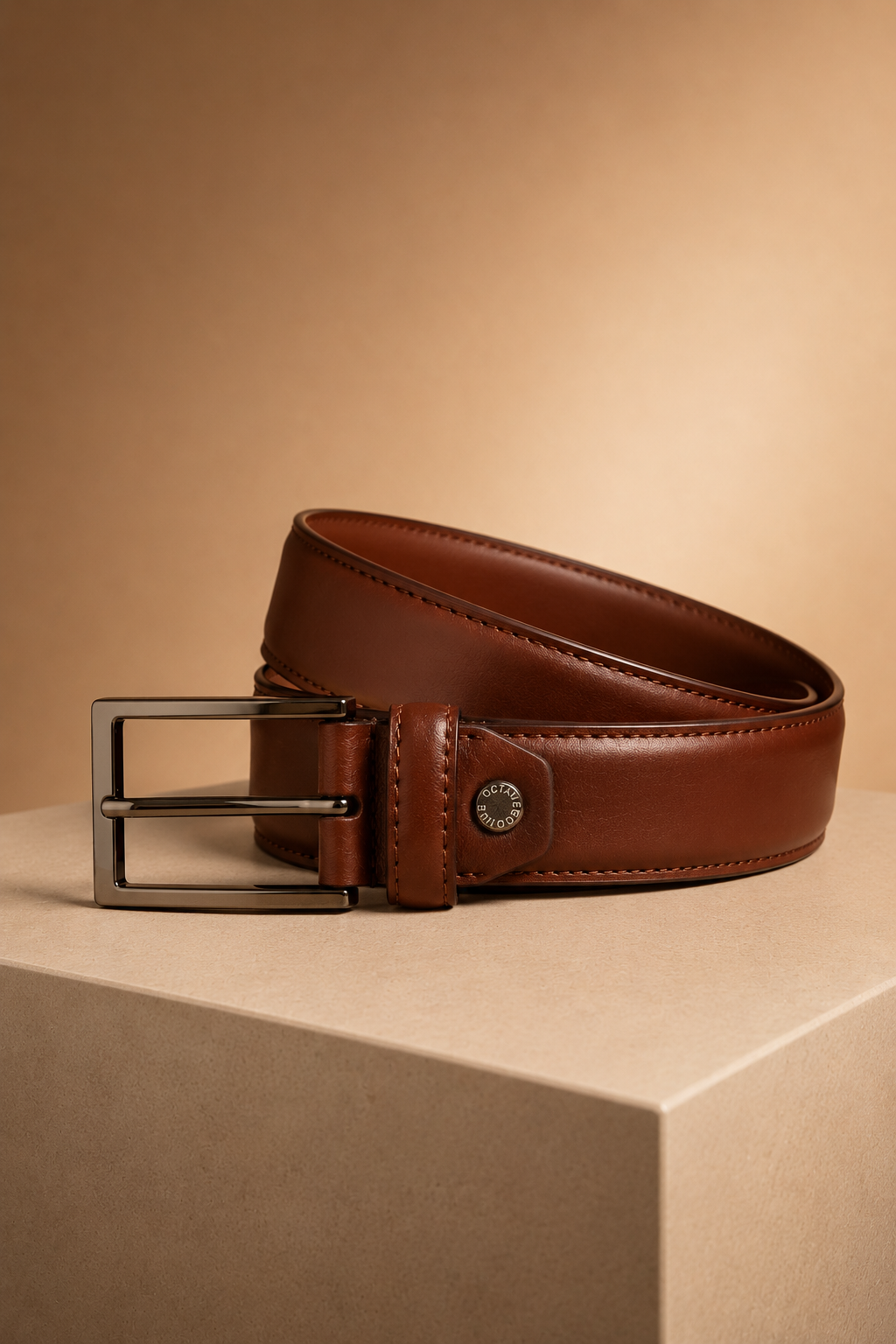 Brown Men’s Belt with Rectangular Metal Pin Buckle | Classic Formal & Casual Belt