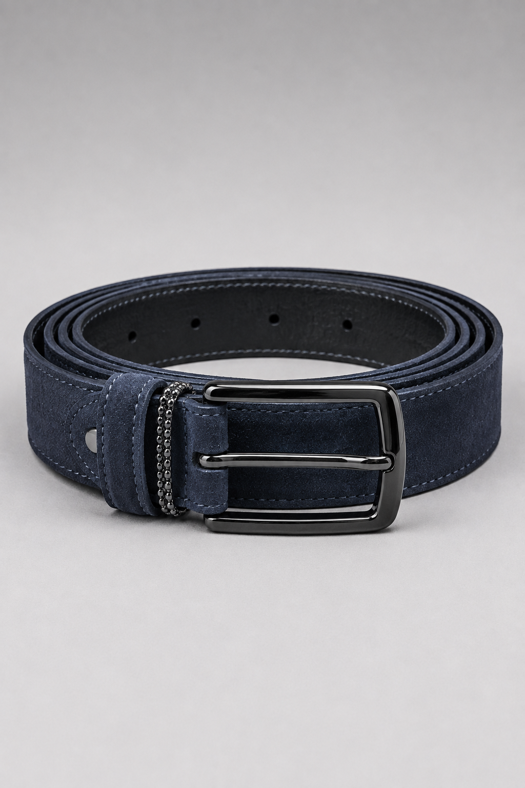 Men's Navy Suede Leather Belt with Gunmetal Buckle | Premium Casual & Smart Casual Belt for Men
