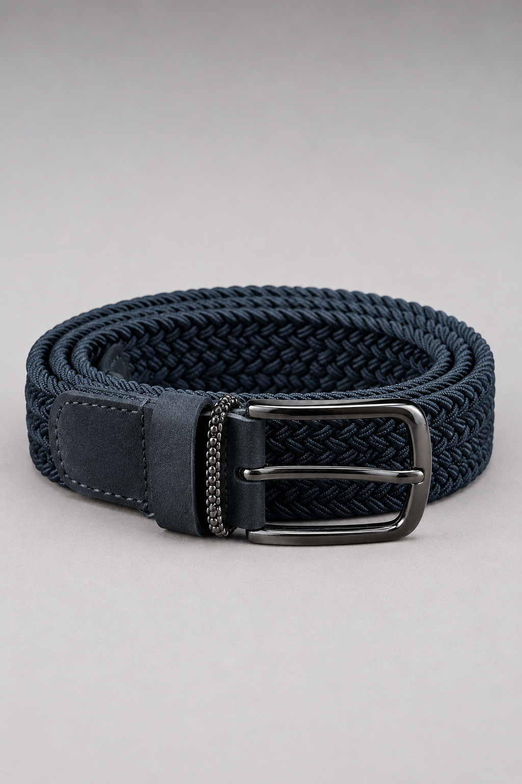 Men's Navy Braided Stretch Belt with Gunmetal Buckle | Premium Belt