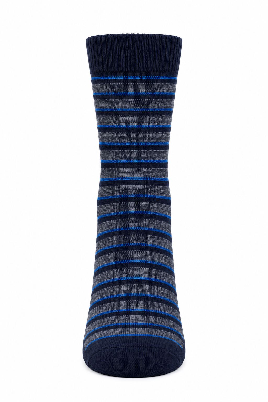 Premium Men's Striped Quarter Socks - Navy  Front Panel Design
