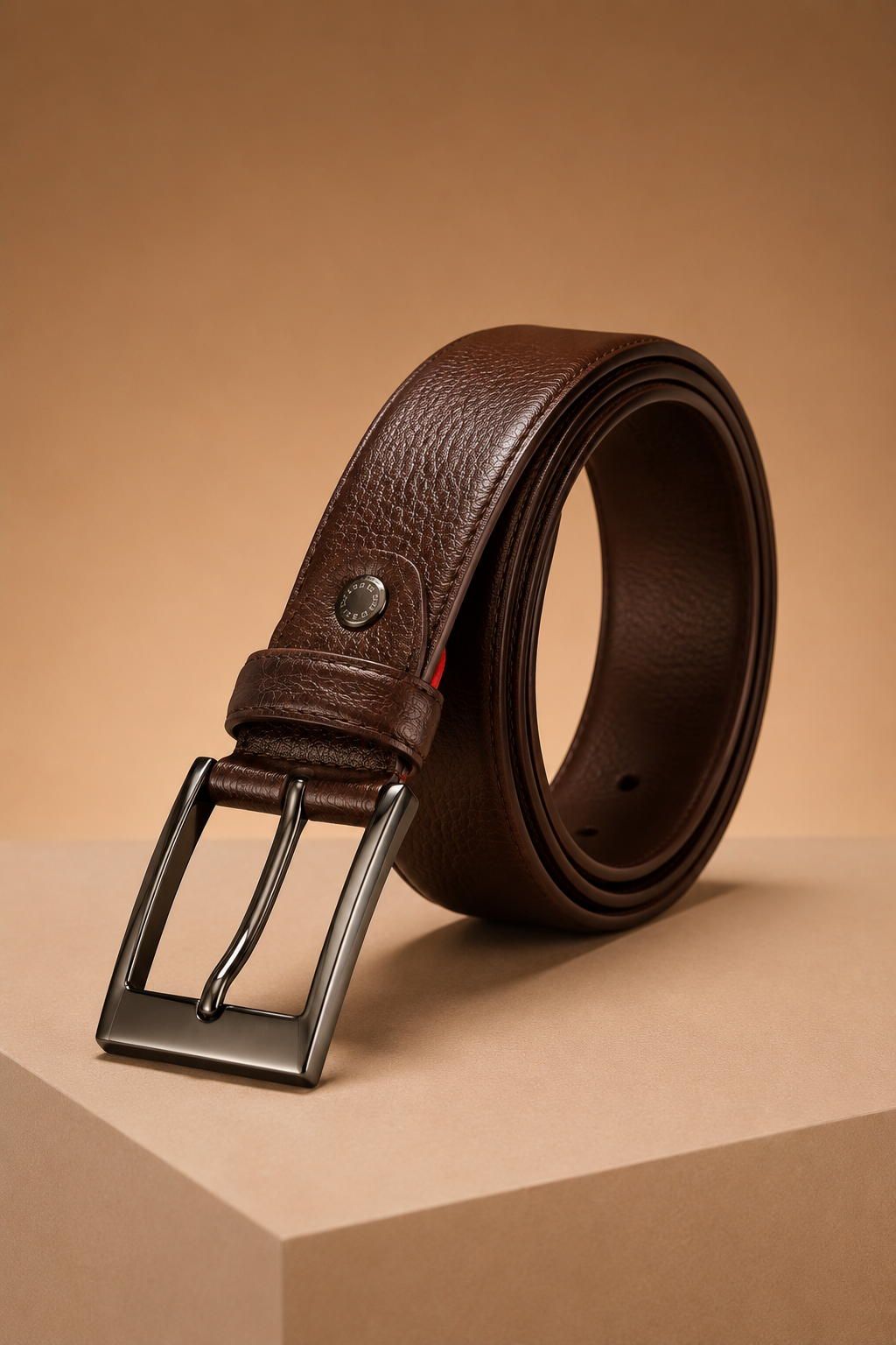 Brown Textured Men’s Belt with Gunmetal Pin Buckle | Adjustable Formal & Casual Belt