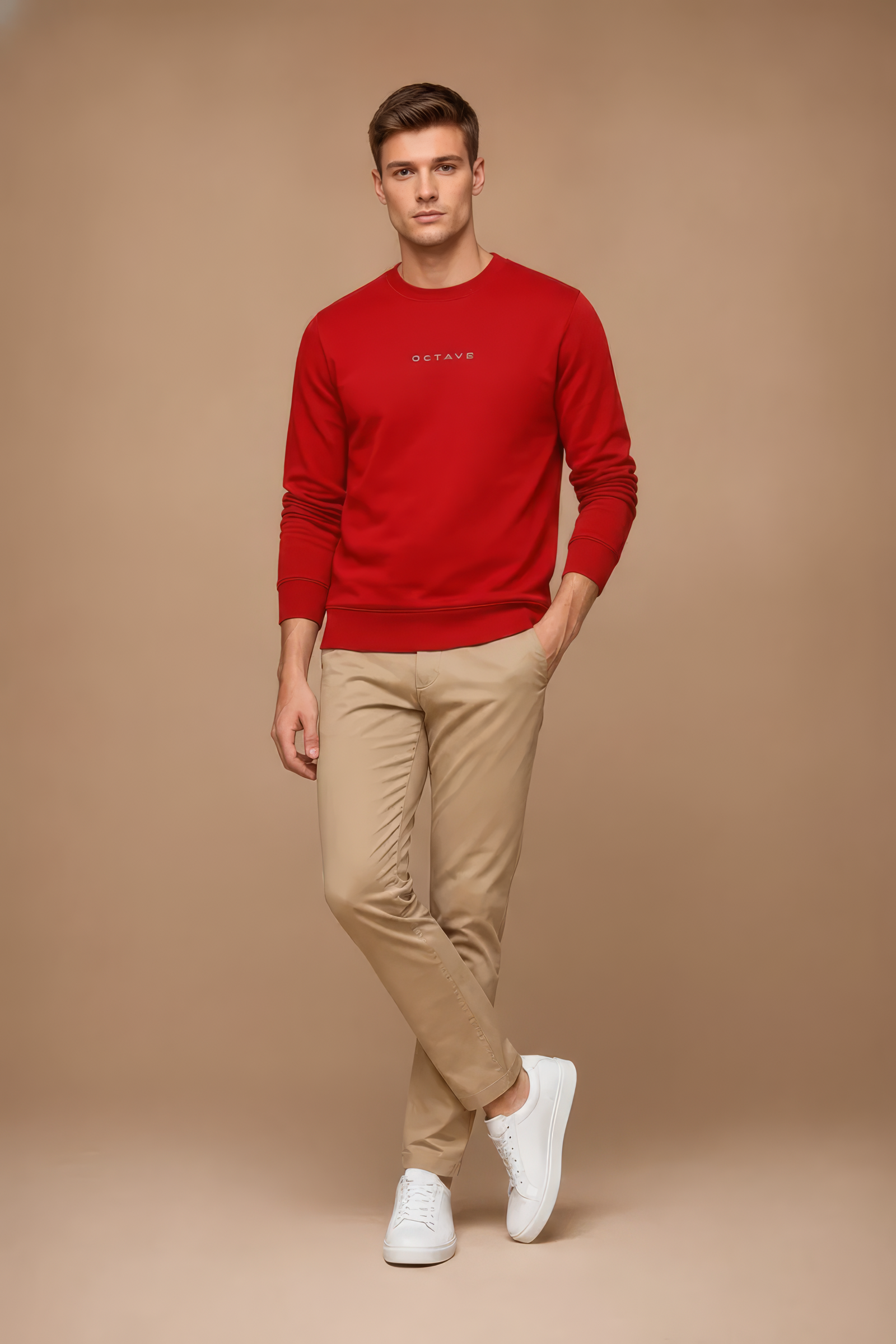 Men’s Premium Brick Crew Neck Cotton Fleece Sweatshirt