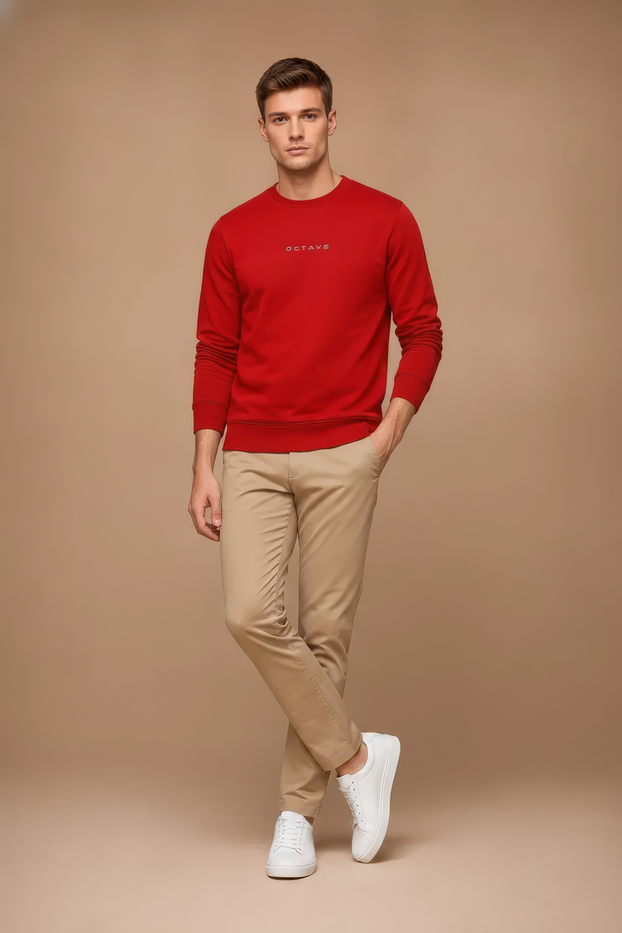 Men’s Premium Brick Crew Neck Cotton Fleece Sweatshirt