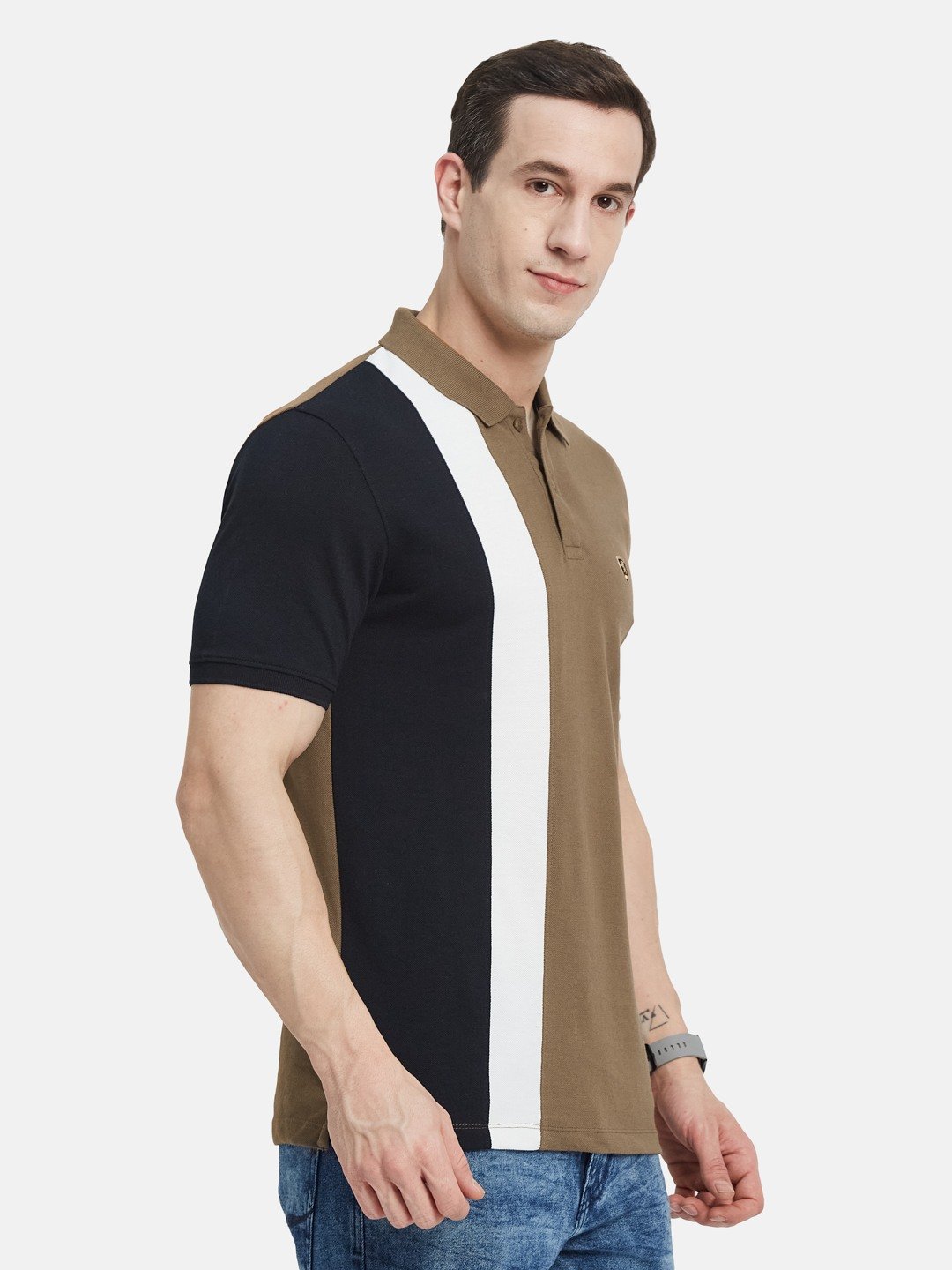 CUT N SEW POLO NECK PIQUE  T-SHIRT