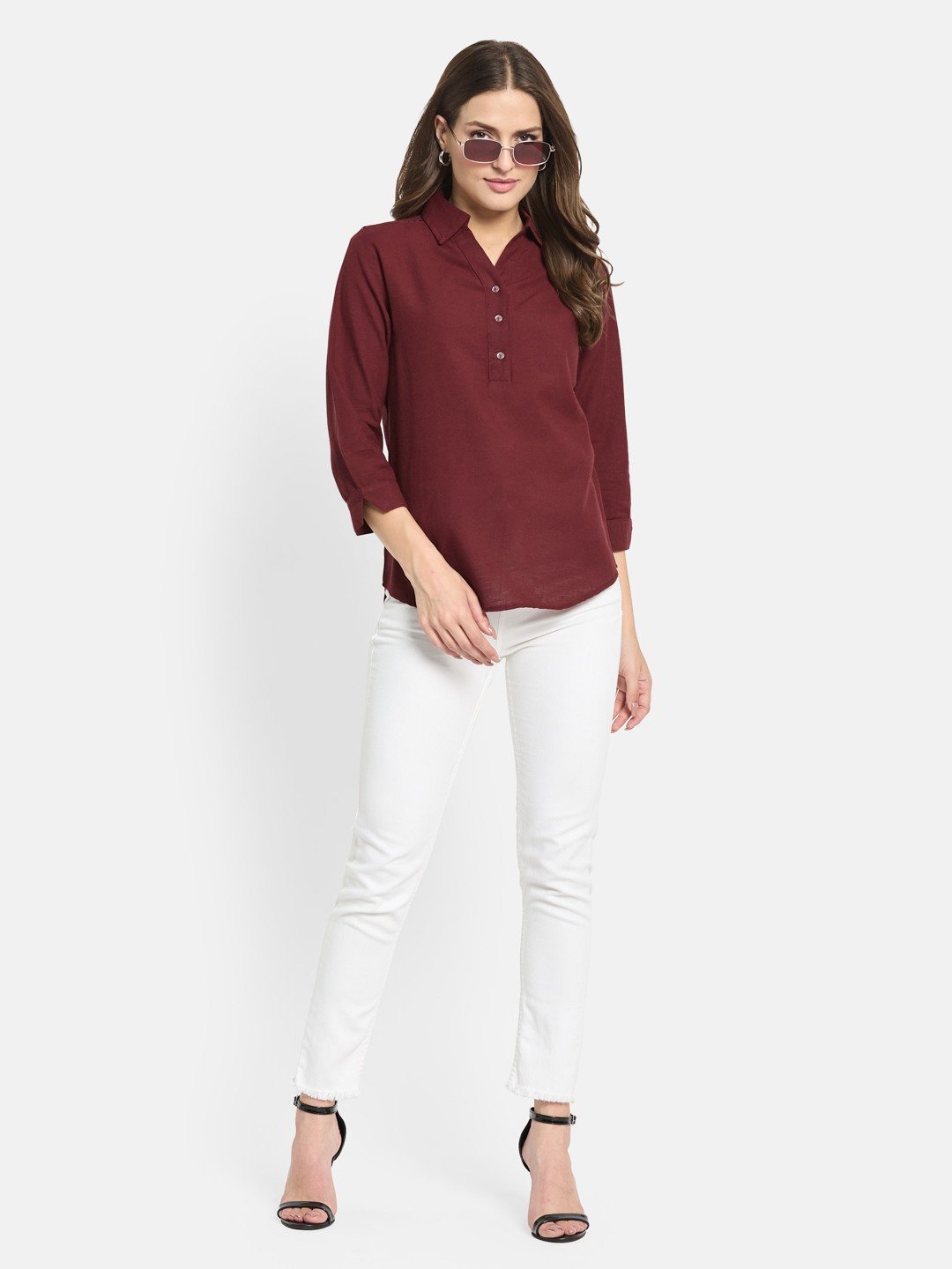METTLE Women Salsa Cotton Shirt Style Top