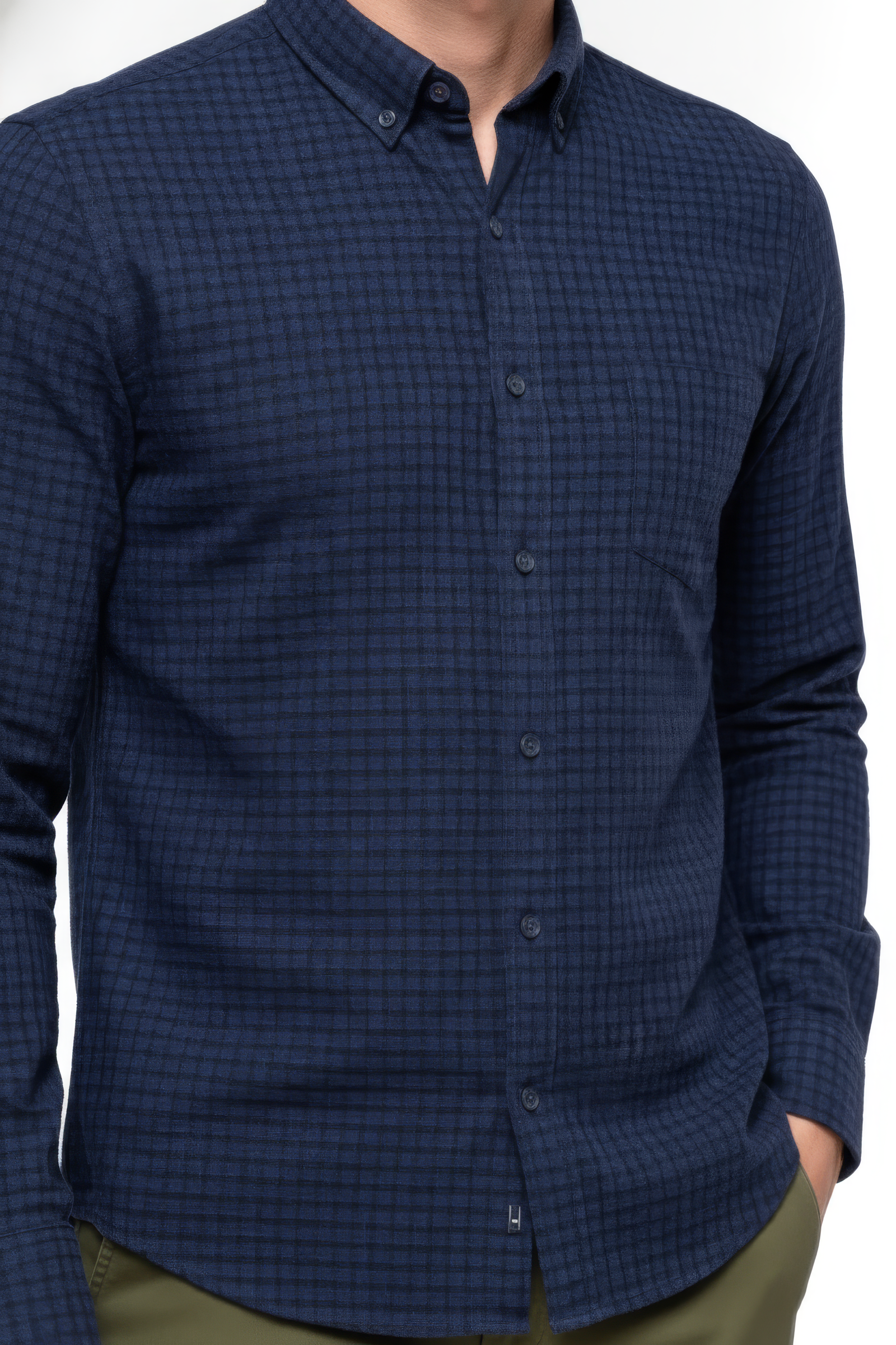 Men’s Navy Twill Cotton Full-Sleeve Shirt