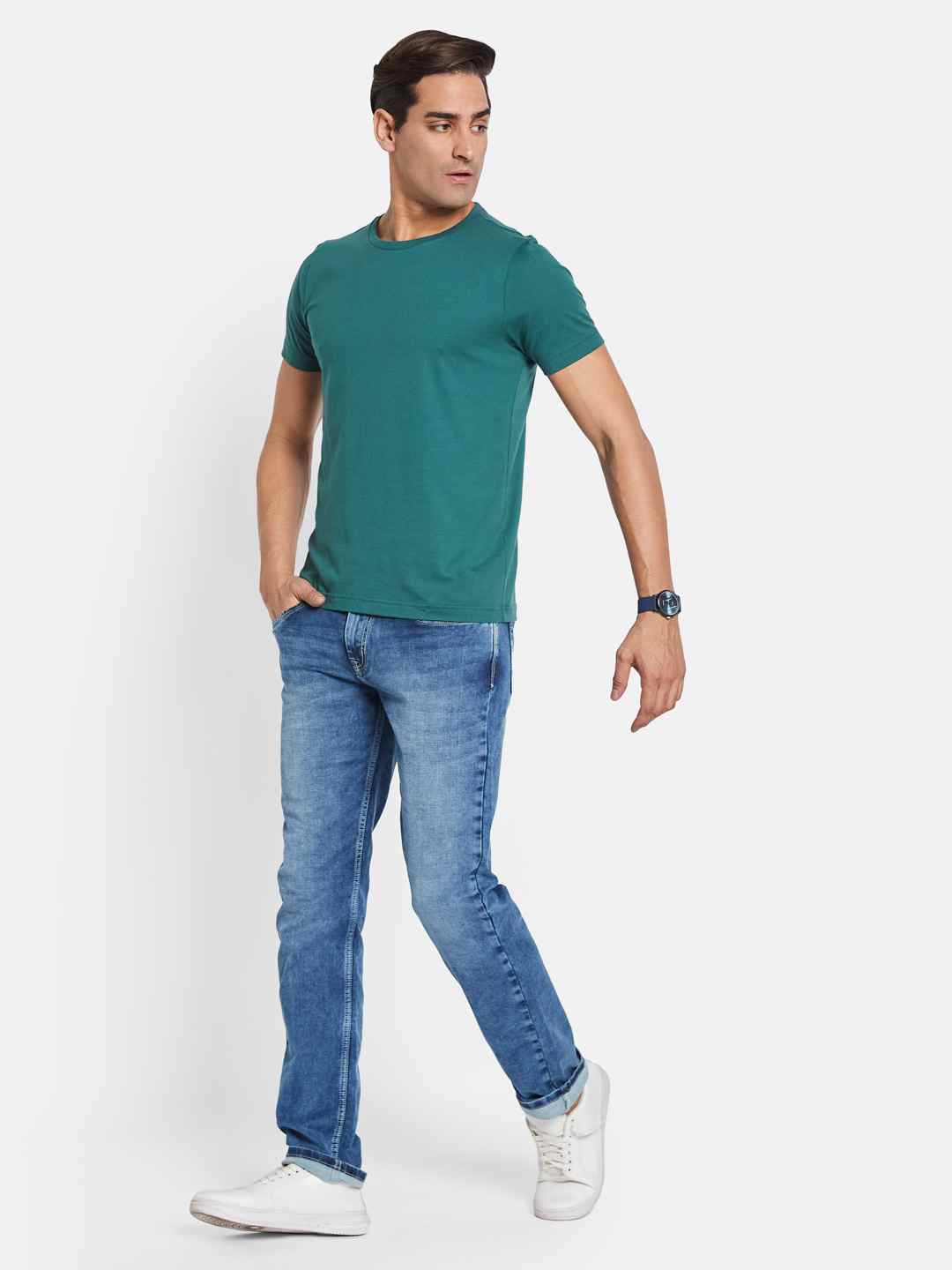 Octave Men Mildly Distressed Heavy Fade Stretchable Jeans