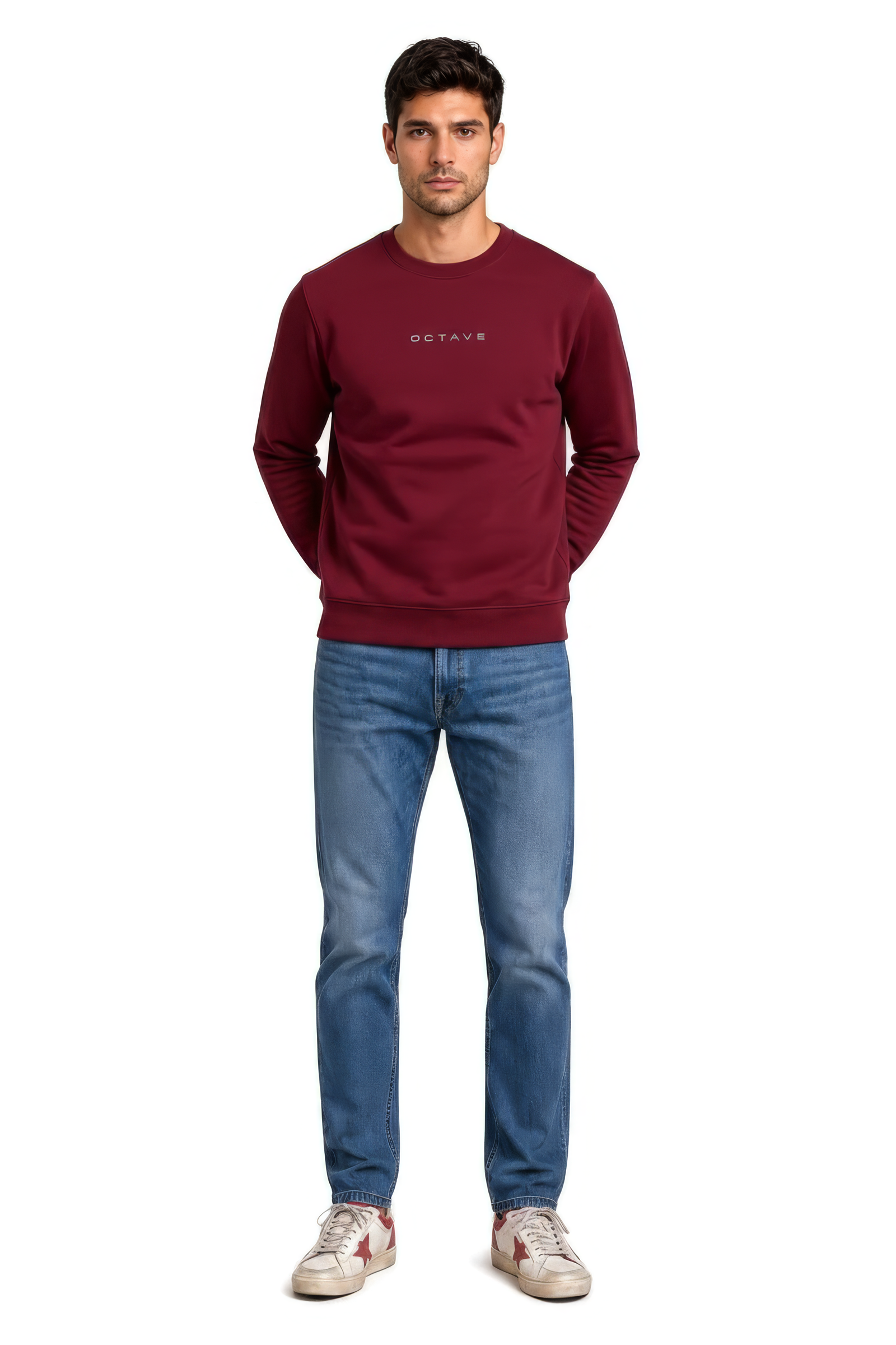 Men’s Premium Merlot Crew Neck Cotton Fleece Sweatshirt