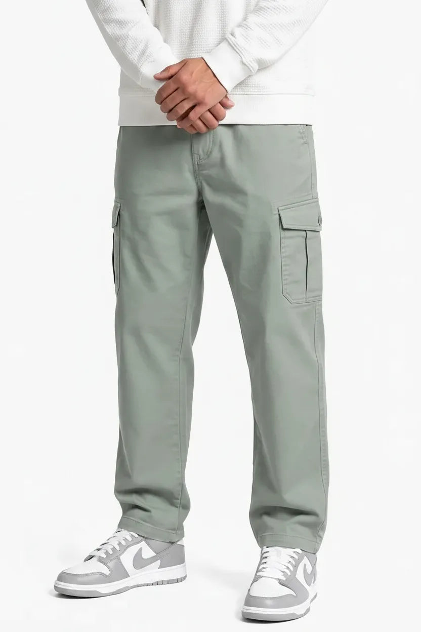 Men’s Sage Green Cotton Poplin Cargo Lower with Drawstring Waist