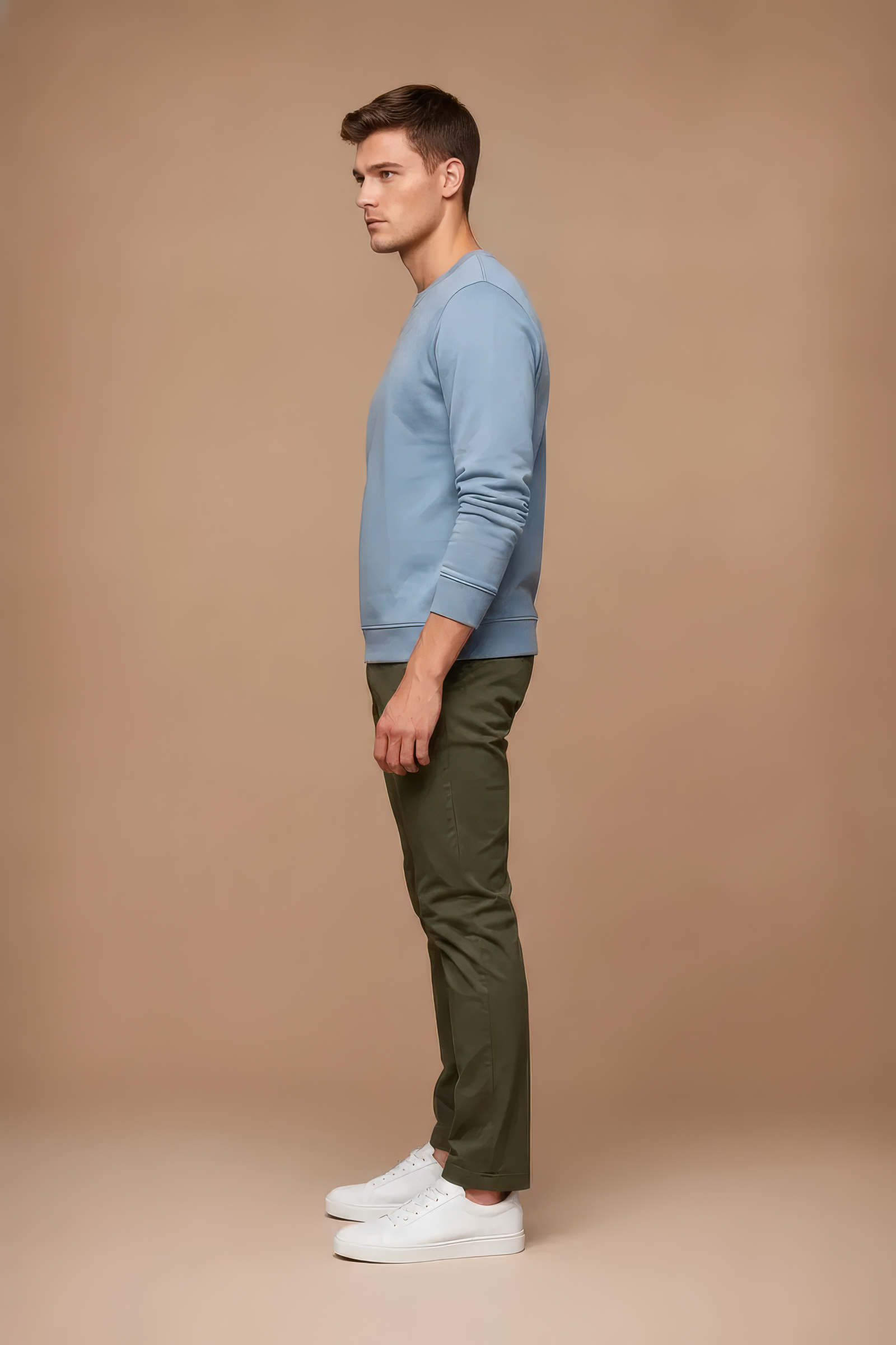 Men’s Premium Oxford Blue Crew Neck Cotton Fleece Sweatshirt