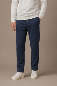 Men’s Dark Navy Brushed Cotton Fleece Lower with Drawstring