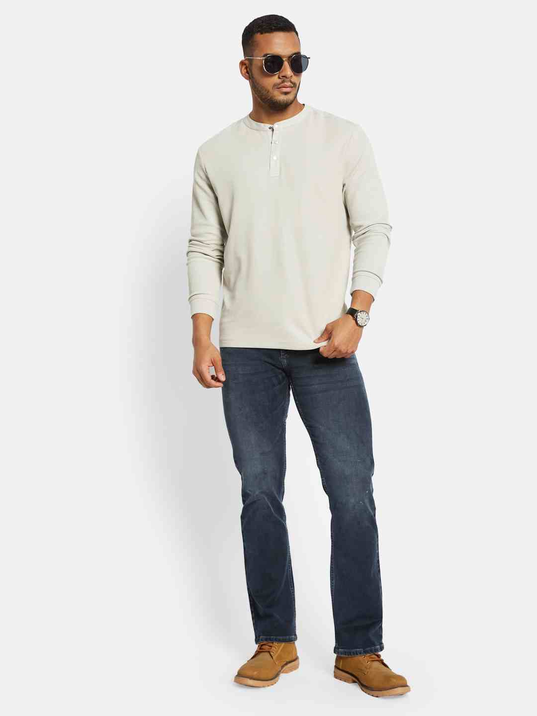 METTLE Men Mandarin Collar T-shirt