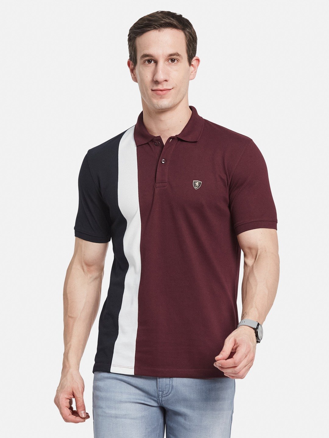CUT N SEW POLO NECK PIQUE  T-SHIRT