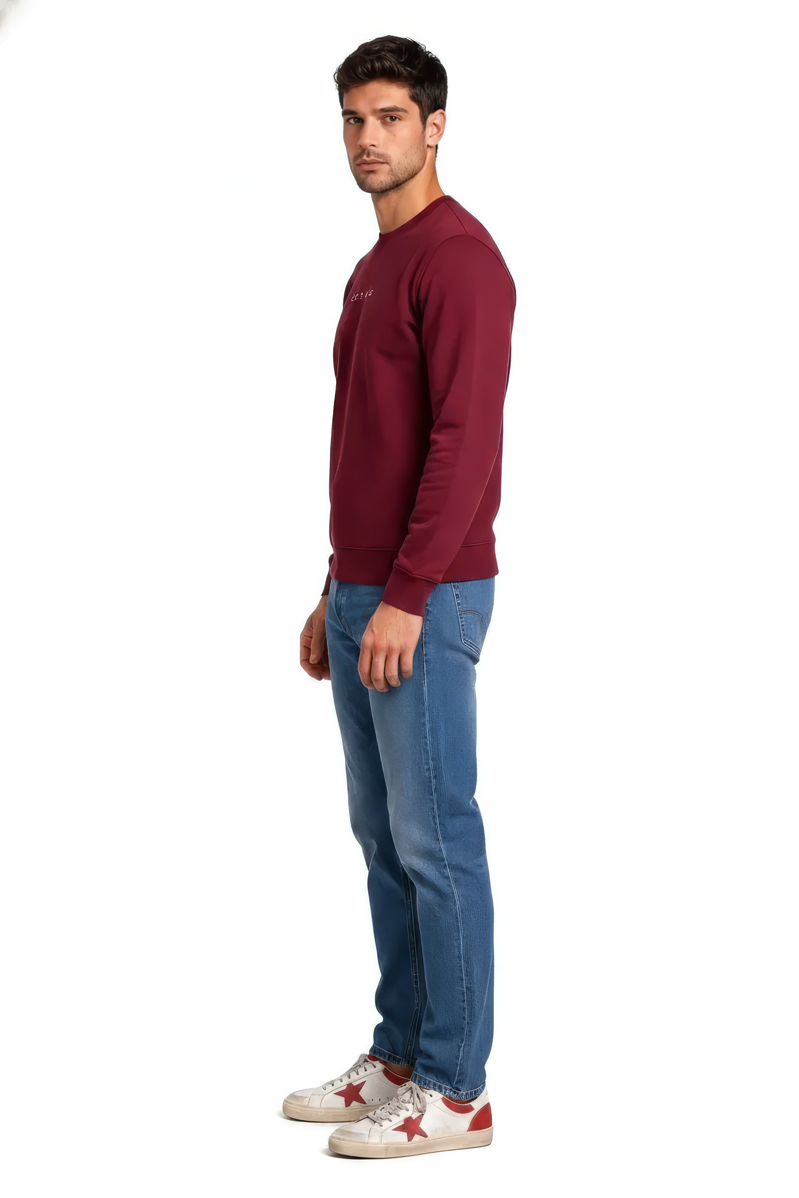 Men’s Premium Merlot Crew Neck Cotton Fleece Sweatshirt