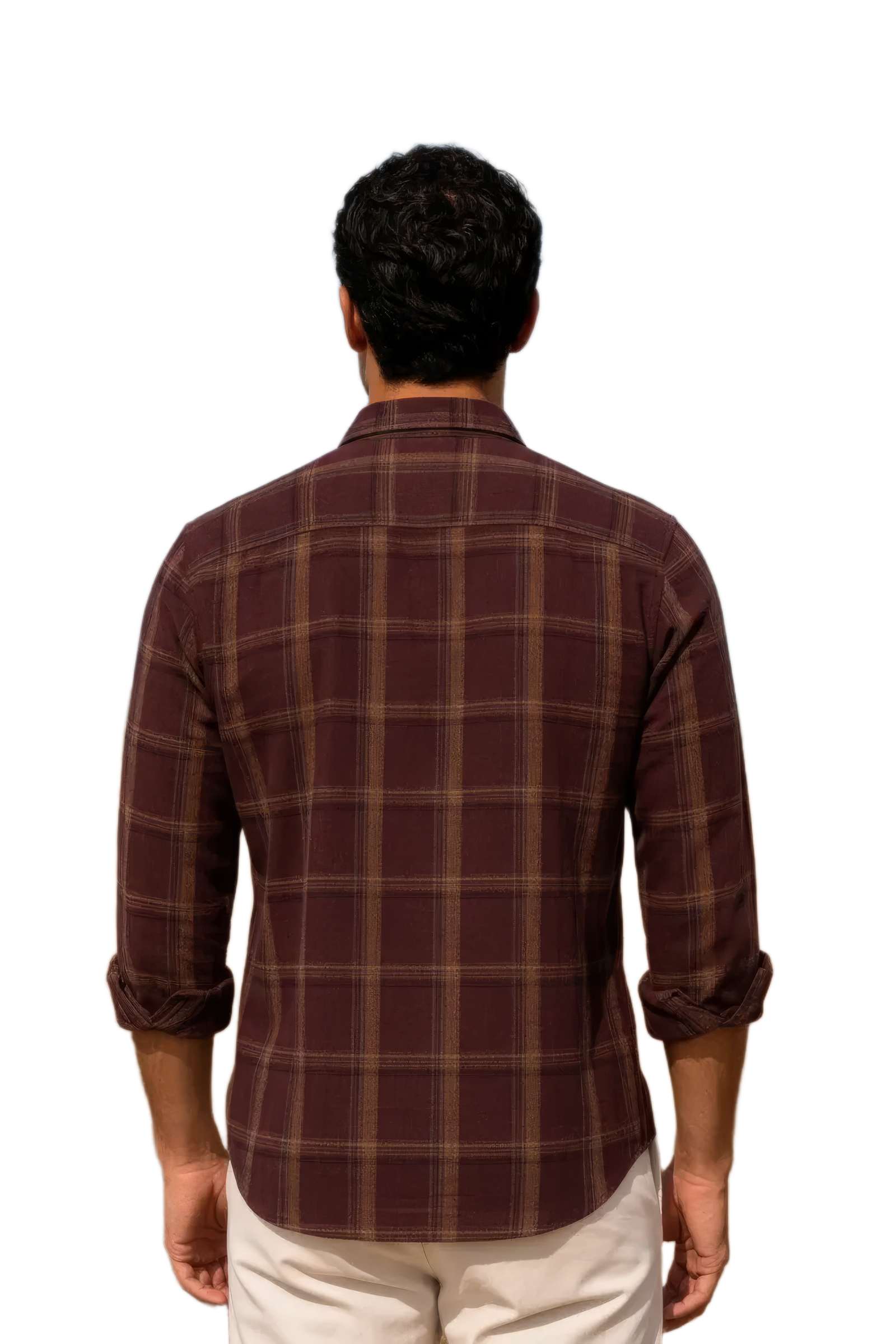 Men’s Coffee Check Cotton Corduroy Full Sleeve Shirt