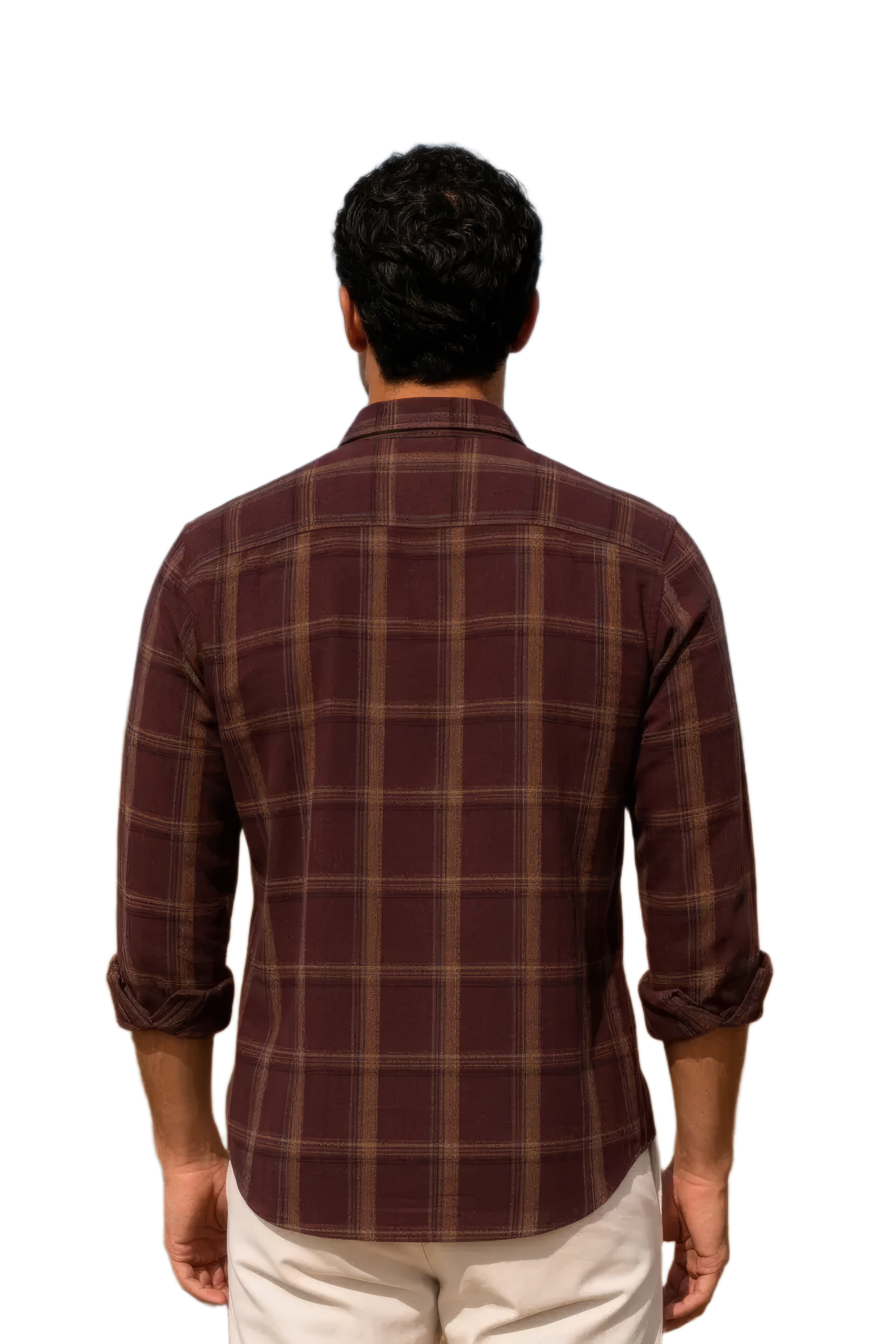 Men’s Coffee Check Cotton Corduroy Full Sleeve Shirt