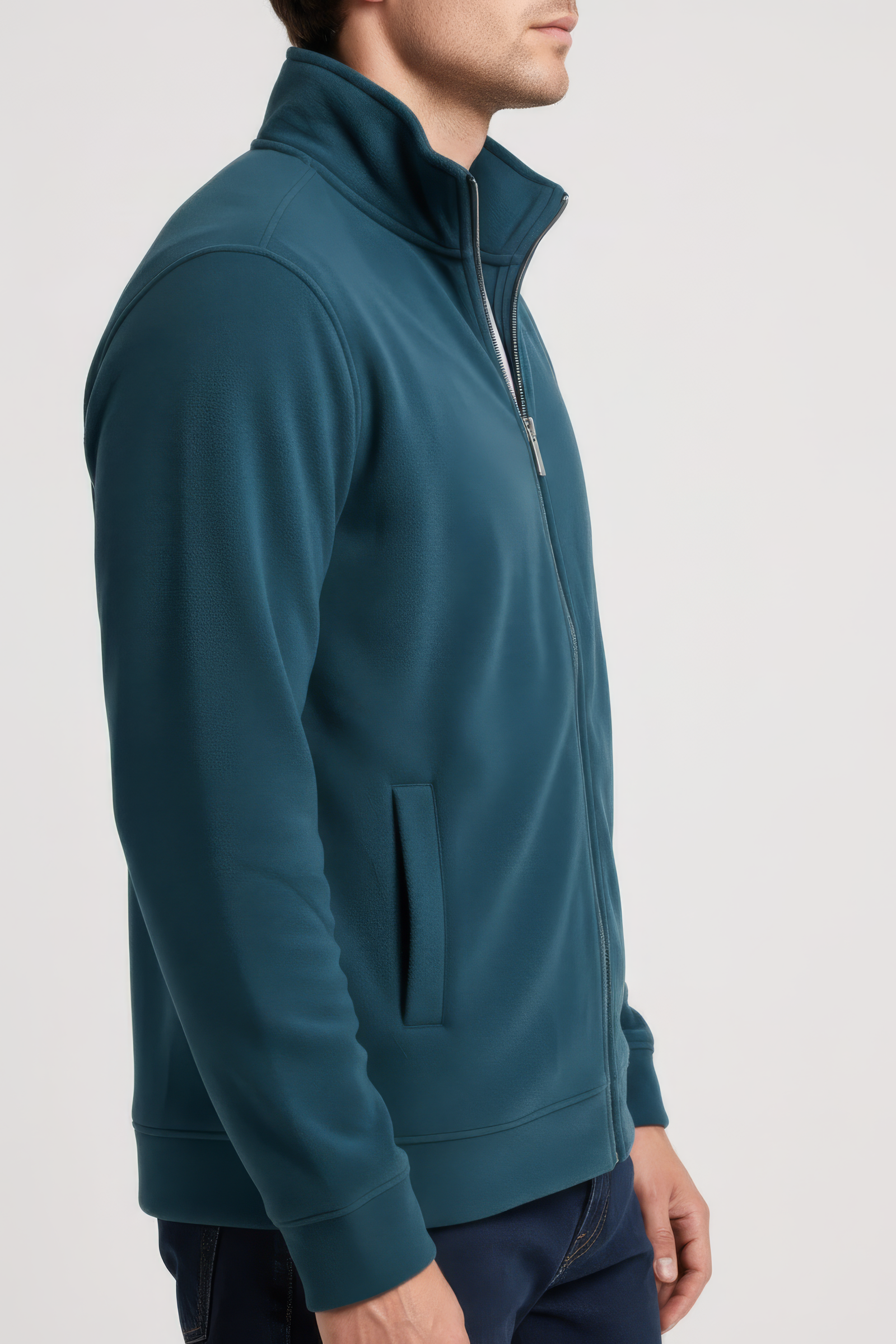 Pacific Melange Men’s Full Zip  Sweatshirt  – Premium Blended German Velvet