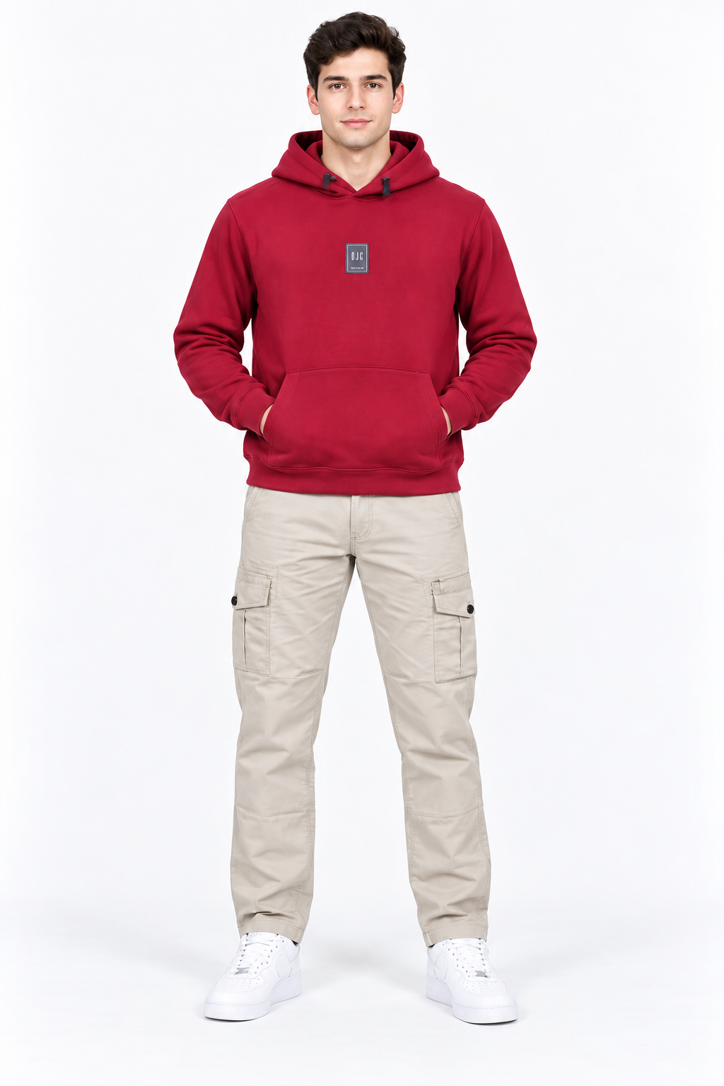 Men’s Merlot Cotton Brushed Fleece Hooded Sweatshirt – Regular Fit