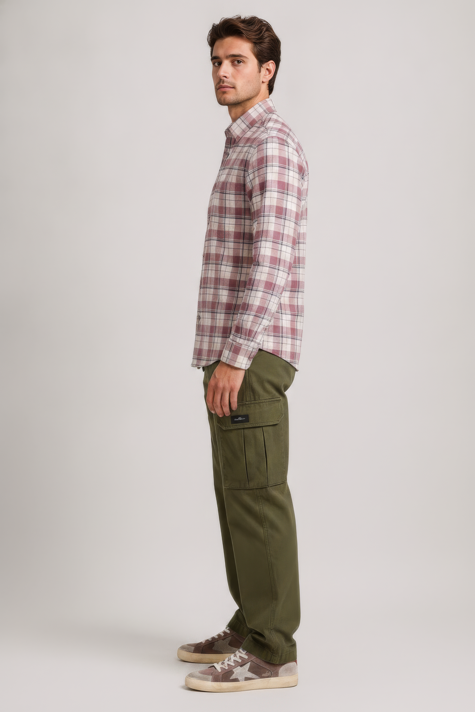Men’s Suede Pink Check Oxford Cotton Shirt Full Sleeves