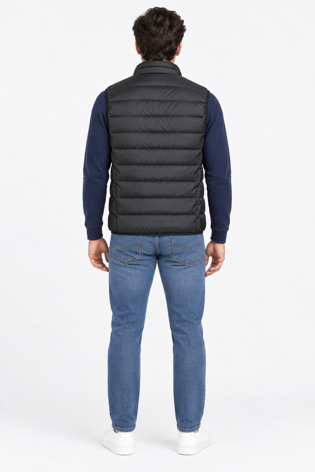 Men’s Black Ultra-Light Puffer Gilet – Woven Regular Fit Sleeveless Winter Jacket