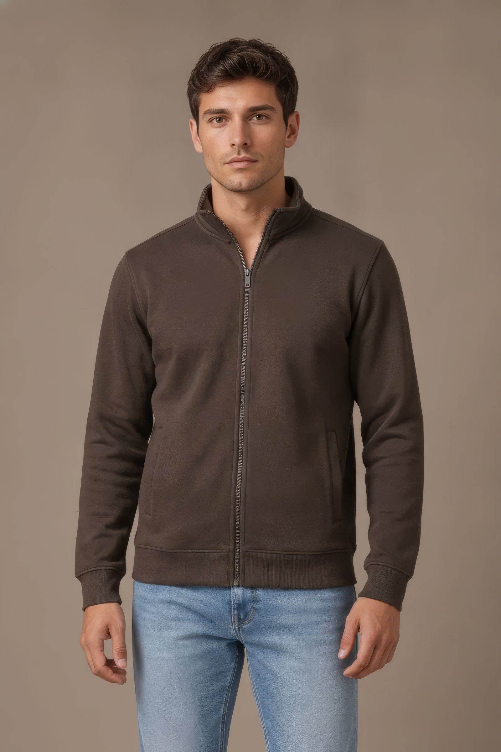 Espresso Full Zip Sweatshirt | Premium Blended German Velvet