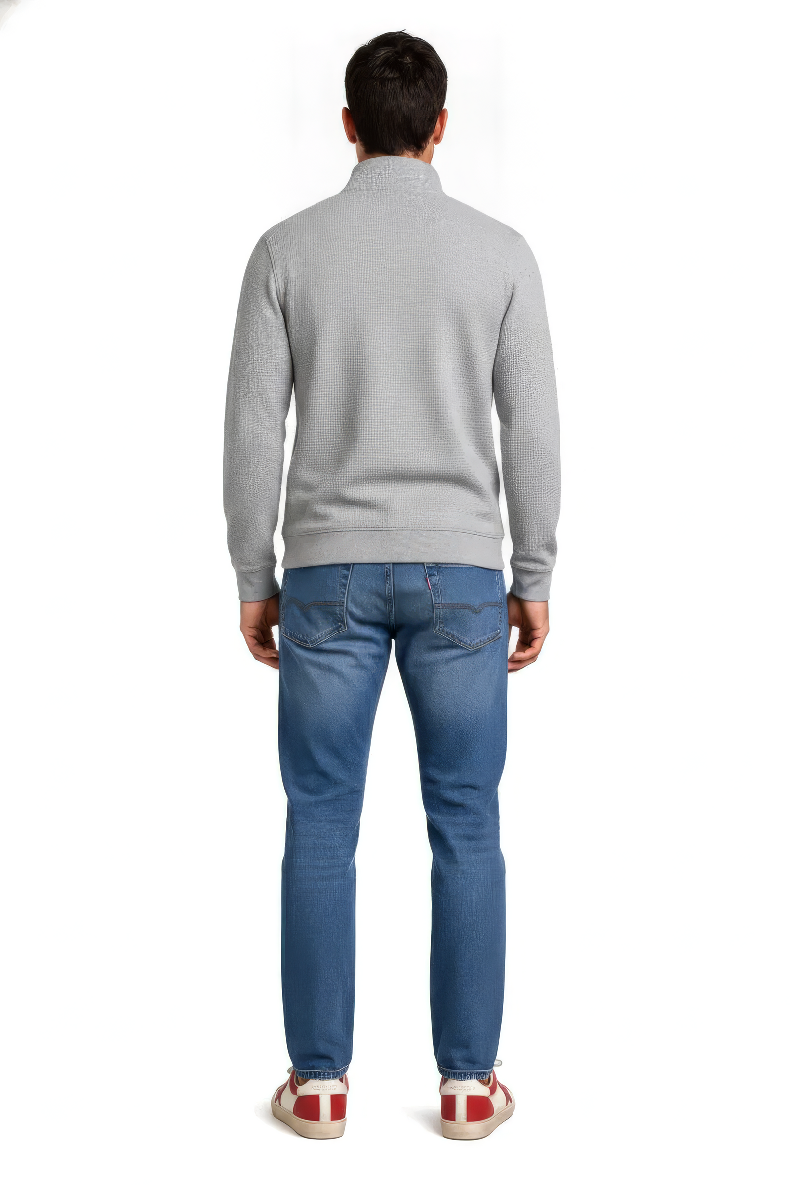 Men’s Onyx Standing Collar Half-Zip Sweatshirt – Brushed Seersucker Fabric Pullover