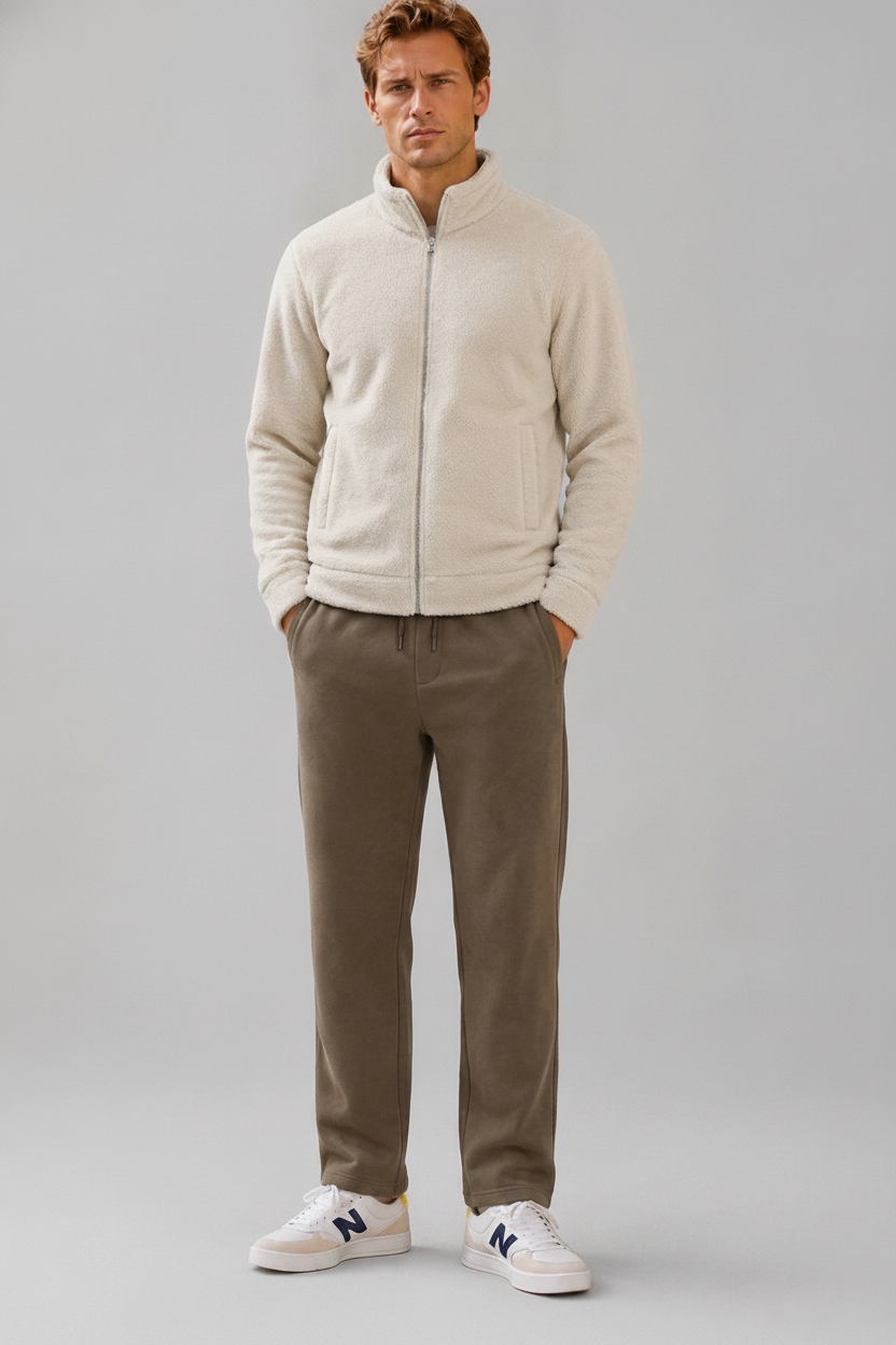Men’s Cocoa Cotton Fleece Lower with Drawstring