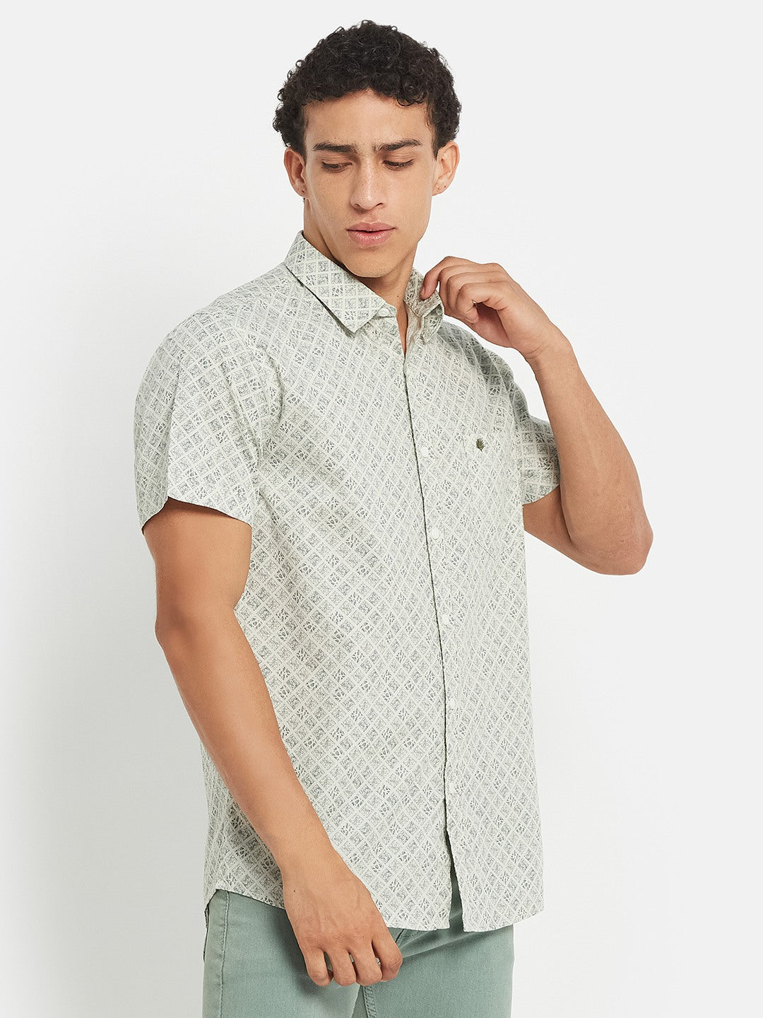 METTLE Men Graphic Printed Spread Collar Cotton Casual Shirt