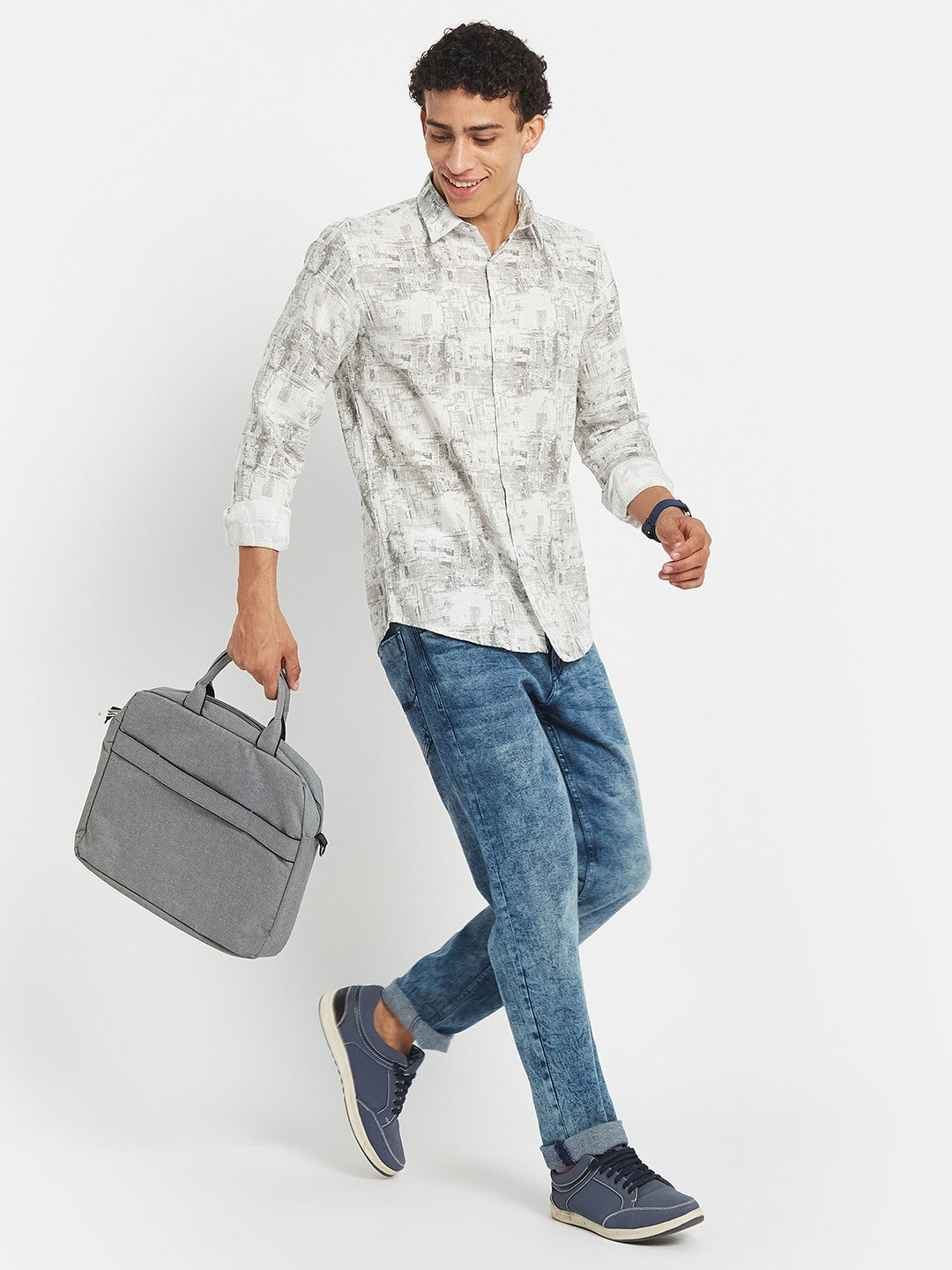 METTLE Men Printed Casual Shirt