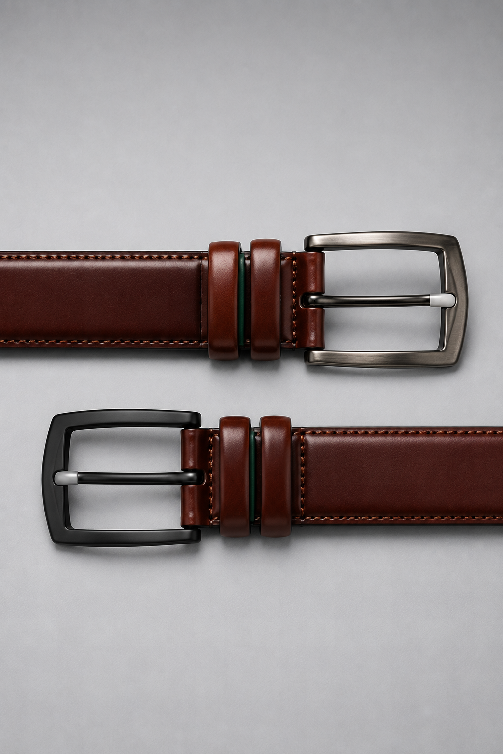 Men's Premium Brown Leather Belt with Brushed Metal Buckle | Classic Formal & Casual Belt for Men