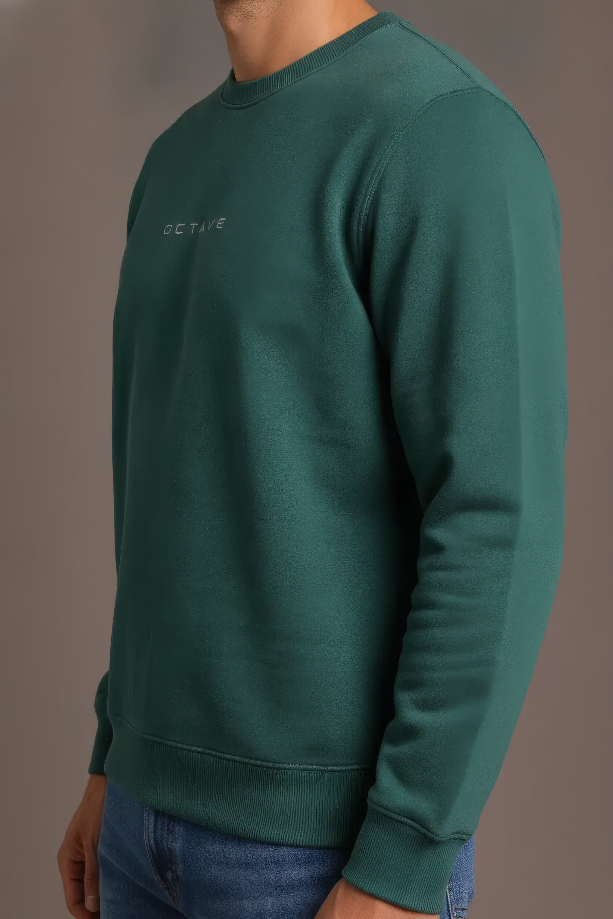 Men’s Premium Hunter Green Crew Neck Cotton Fleece Sweatshirt