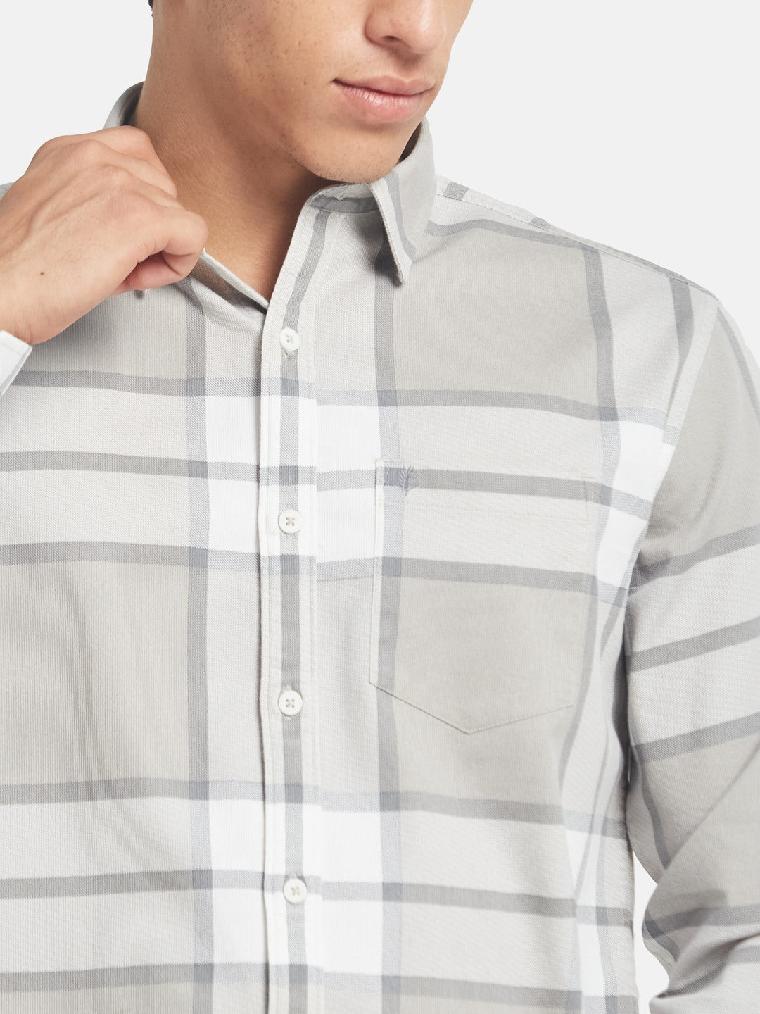 METTLE Checked Long Sleeves Spread Collar Cotton Opaque Regular Fit Casual Shirt