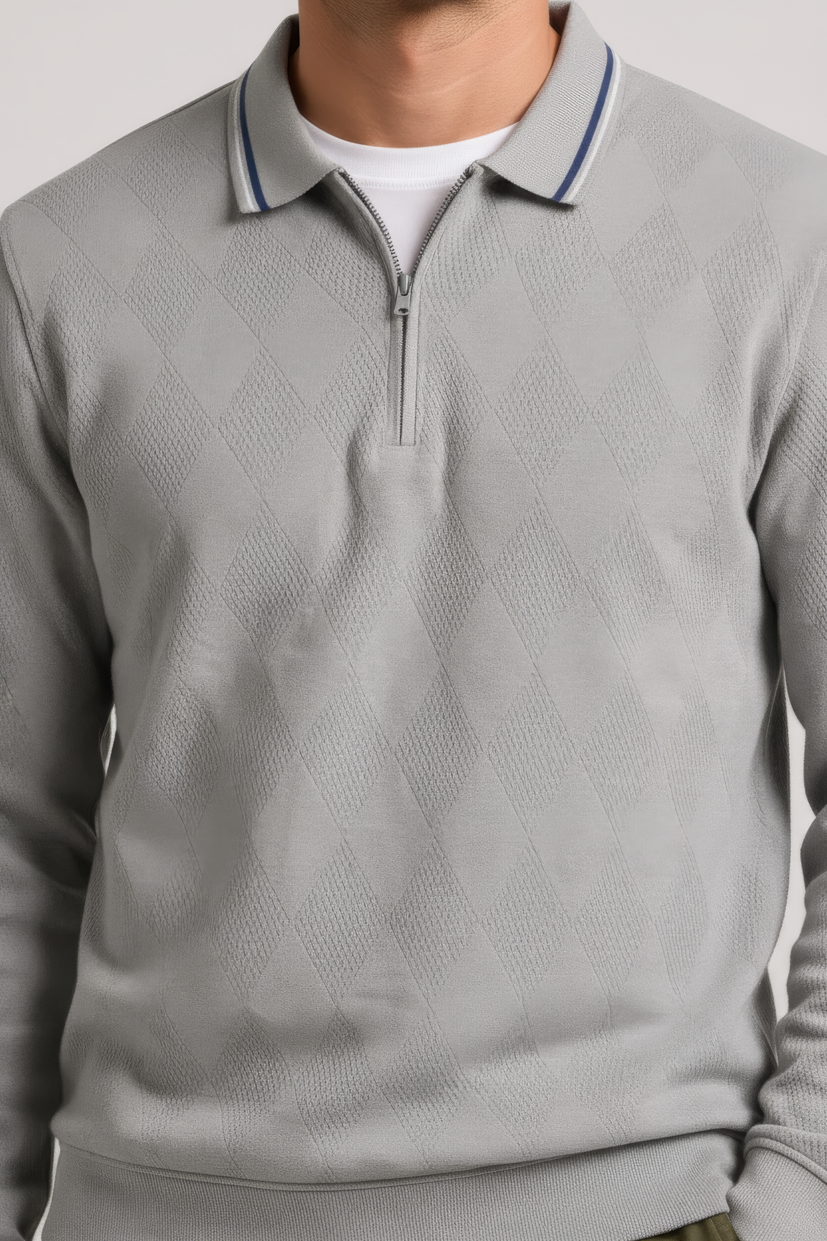 Men's Onyx Lycra Jacquard Half Zip T-Shirt |