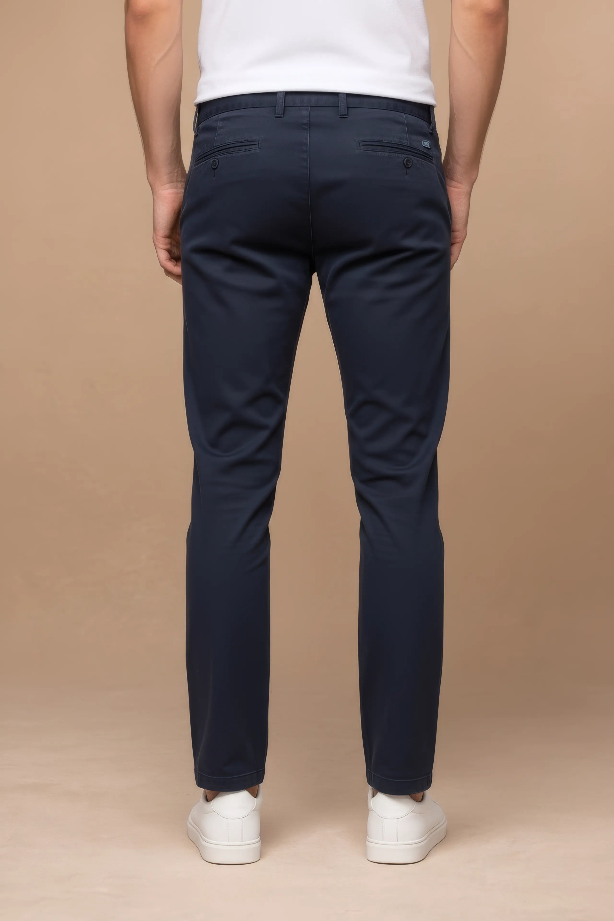Men Navy Solid Trousers
