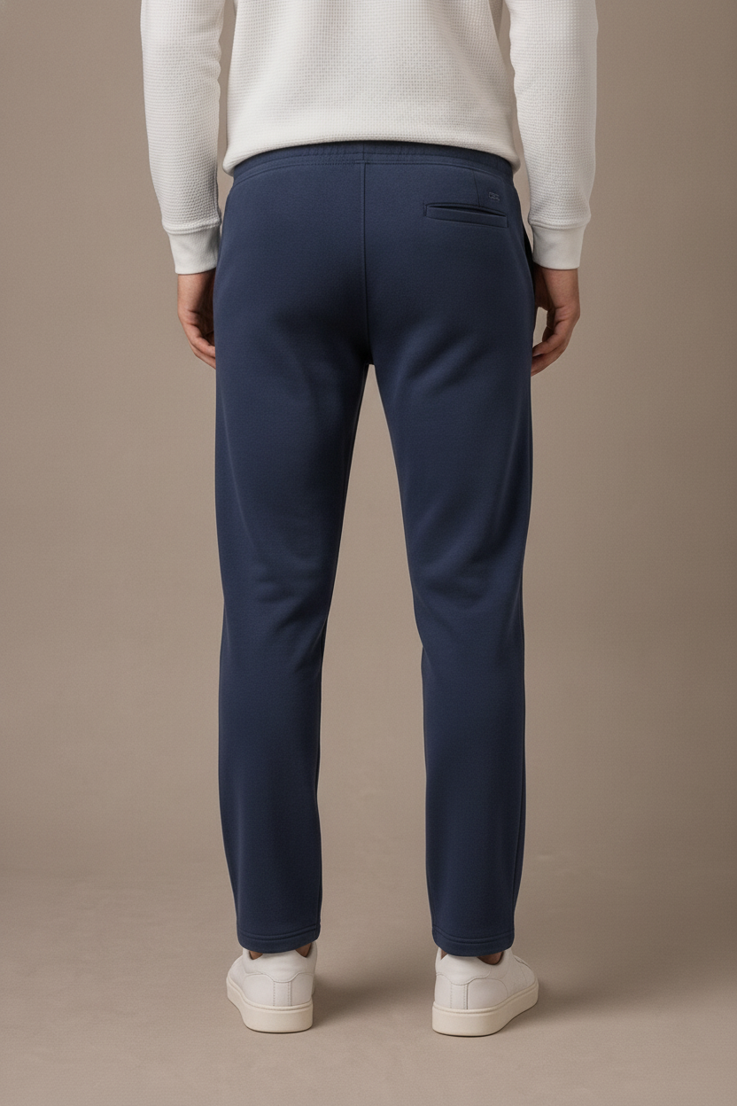 Men’s Dark Navy Brushed Cotton Fleece Lower with Drawstring