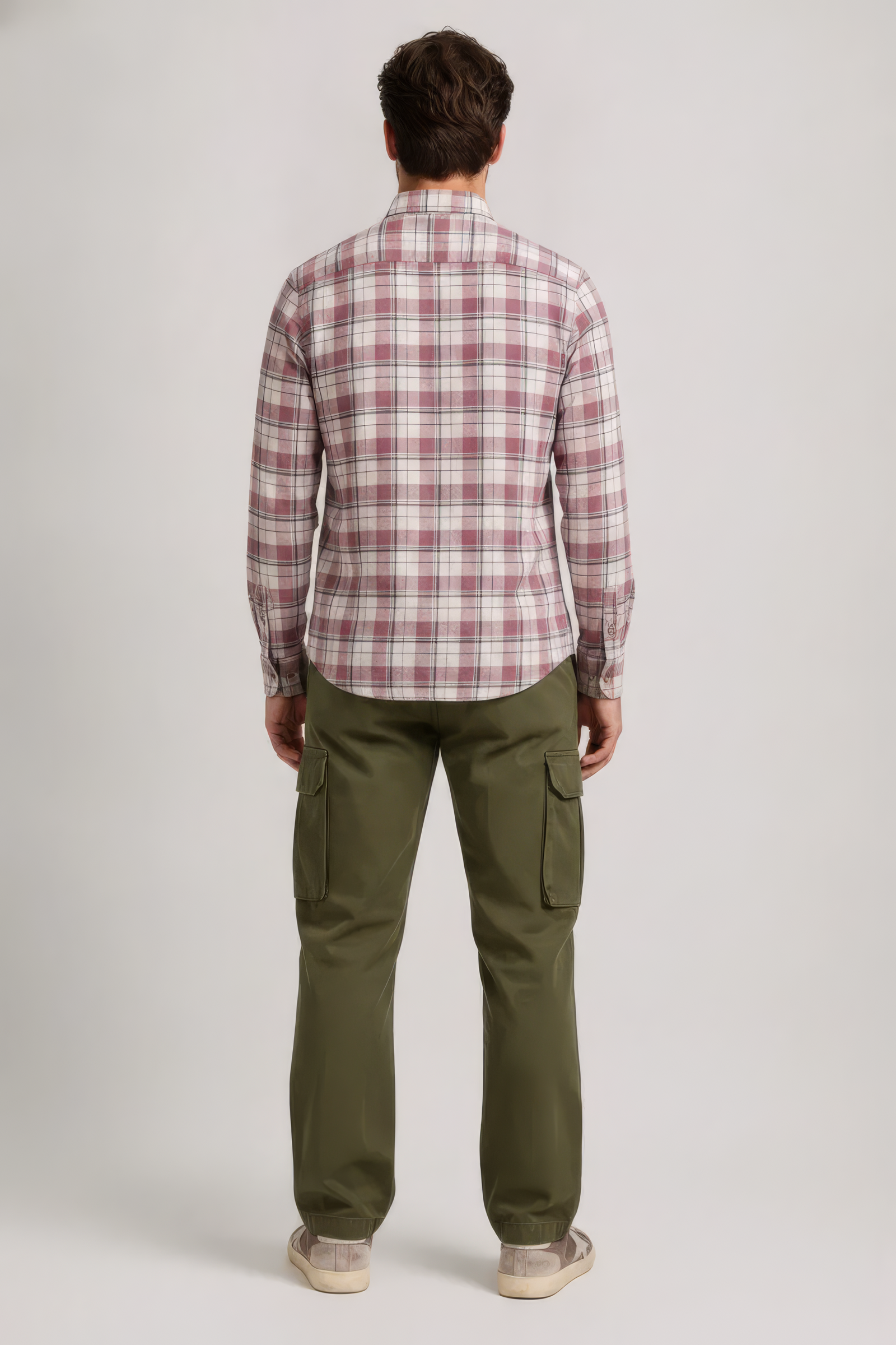 Men’s Suede Pink Check Oxford Cotton Shirt Full Sleeves