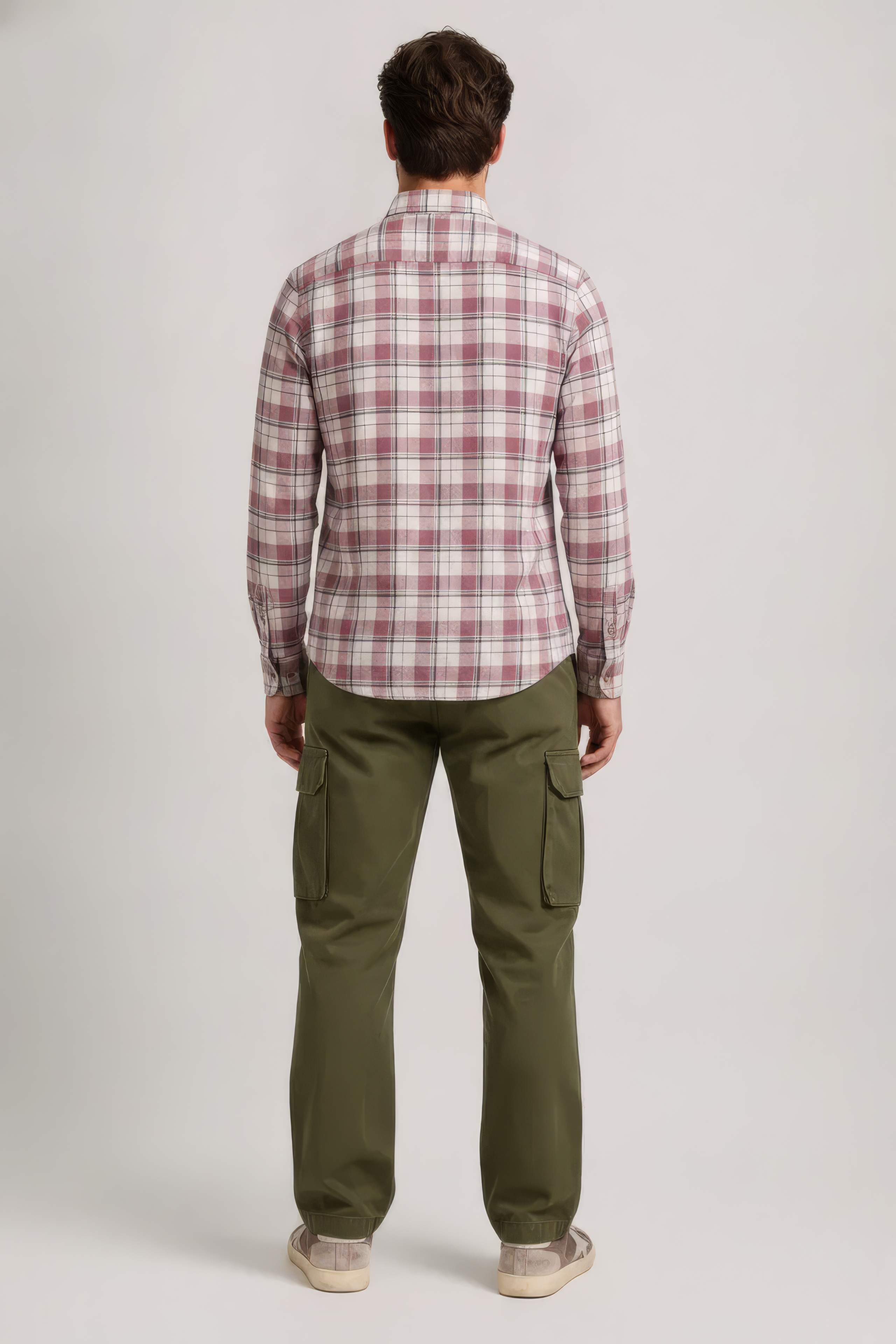Men’s Suede Pink Check Oxford Cotton Shirt Full Sleeves