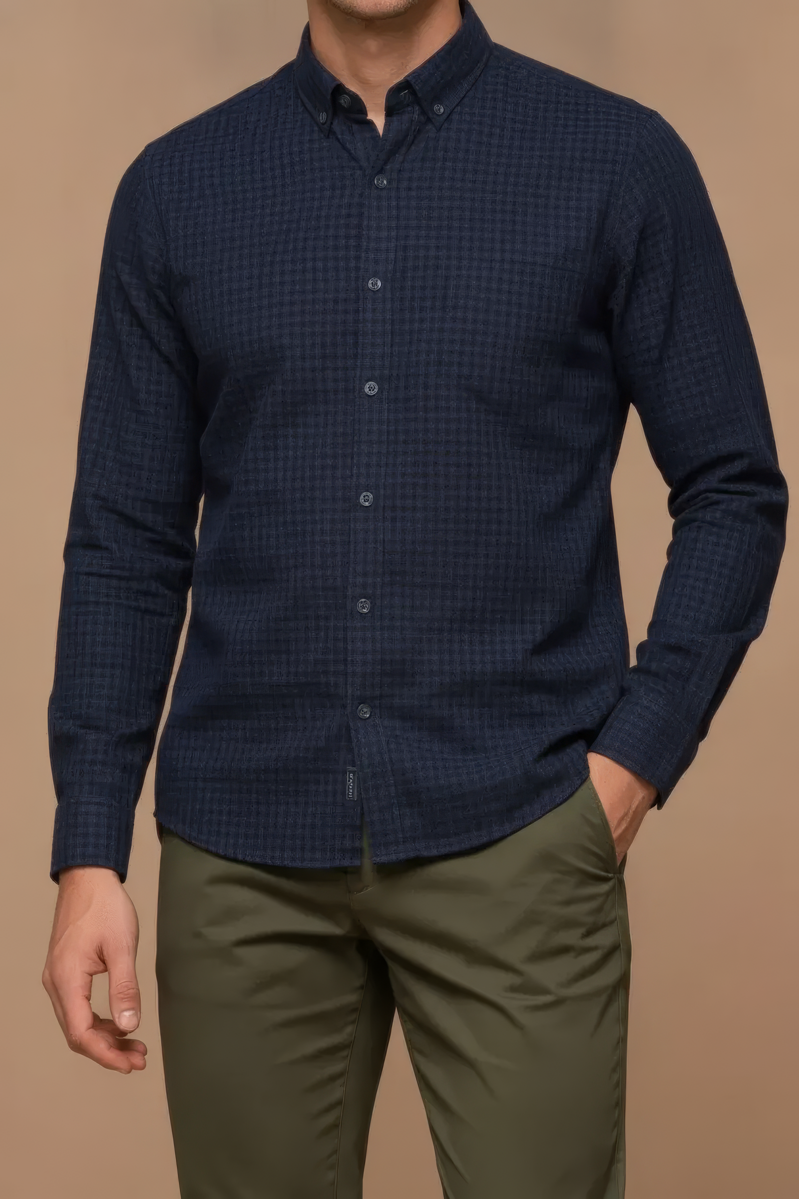 Men’s Navy Twill Cotton Full-Sleeve Shirt
