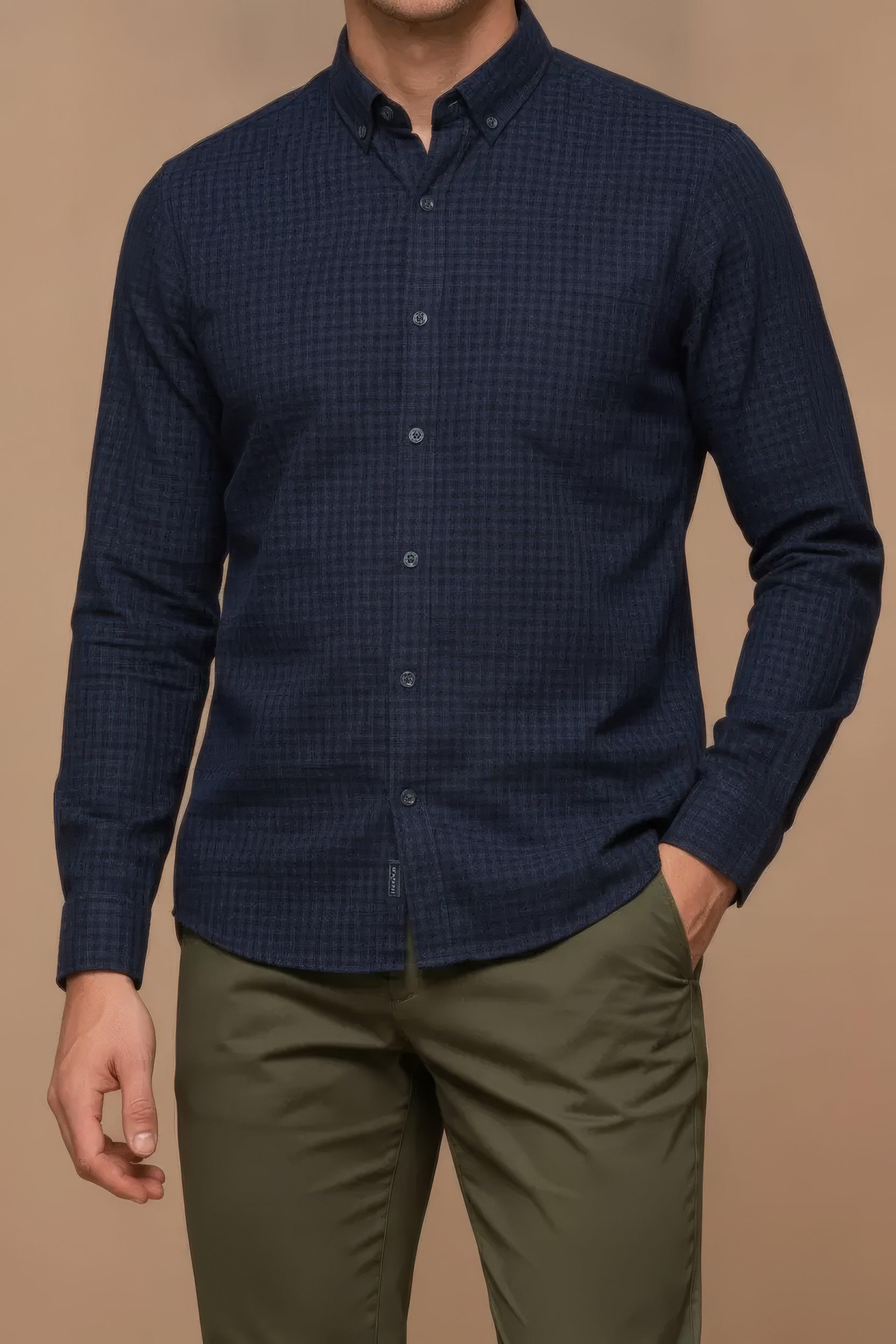 Men’s Navy Twill Cotton Full-Sleeve Shirt