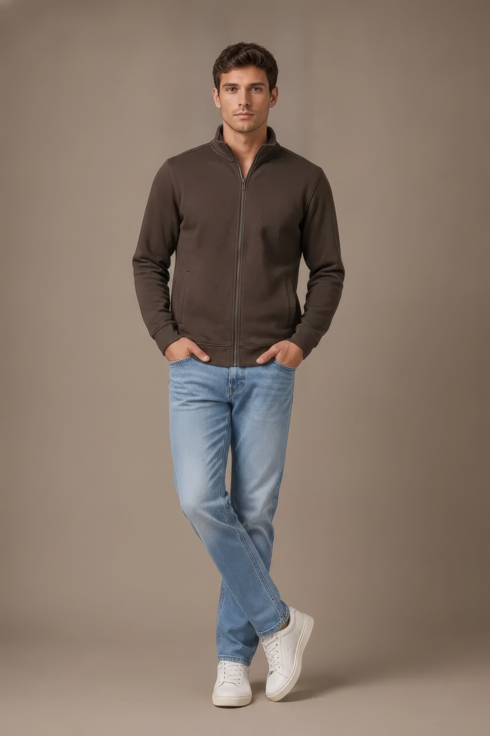 Espresso Full Zip Sweatshirt | Premium Blended German Velvet