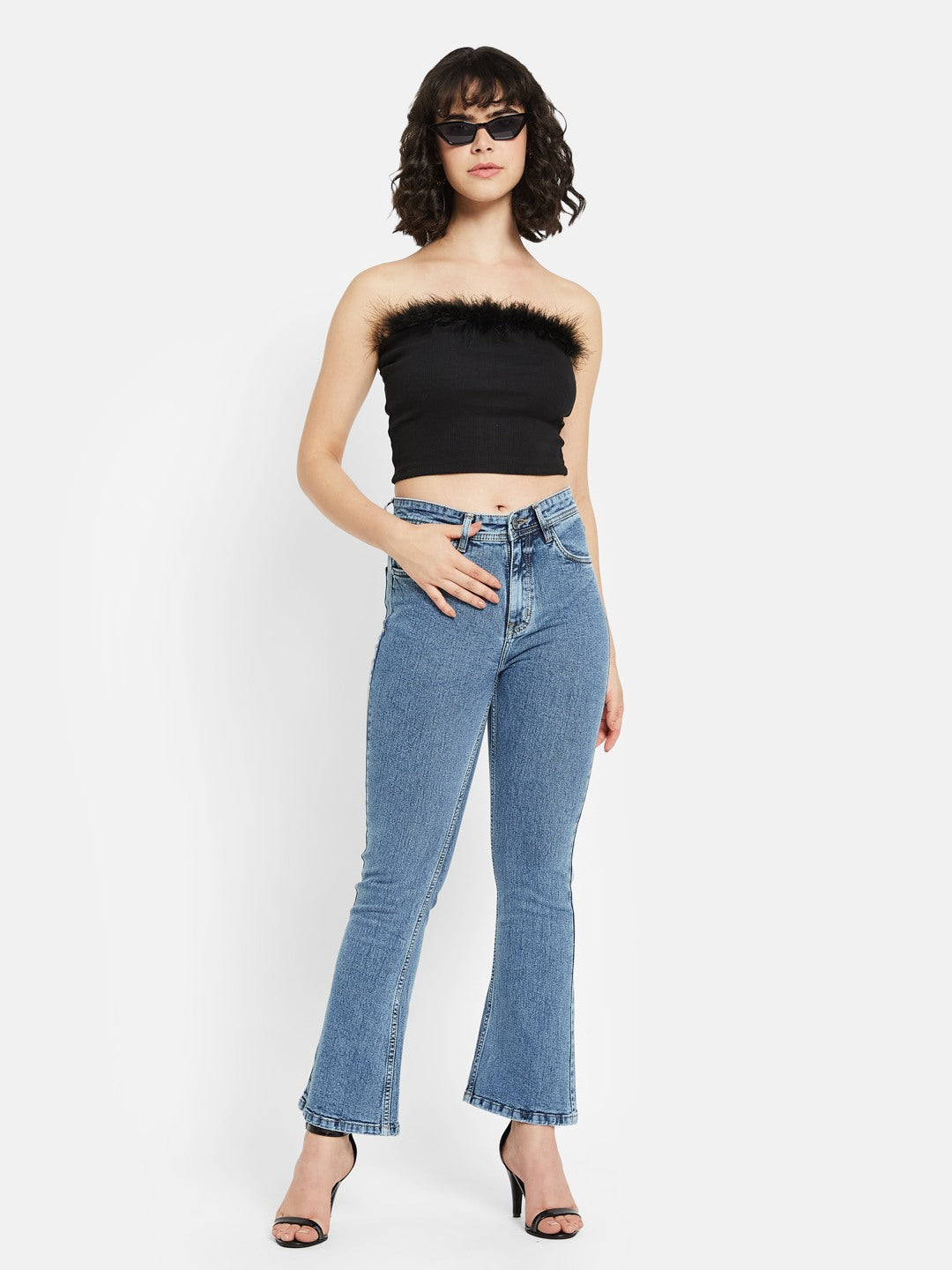 METTLE Women Bootcut Light Fade Stretchable Jeans