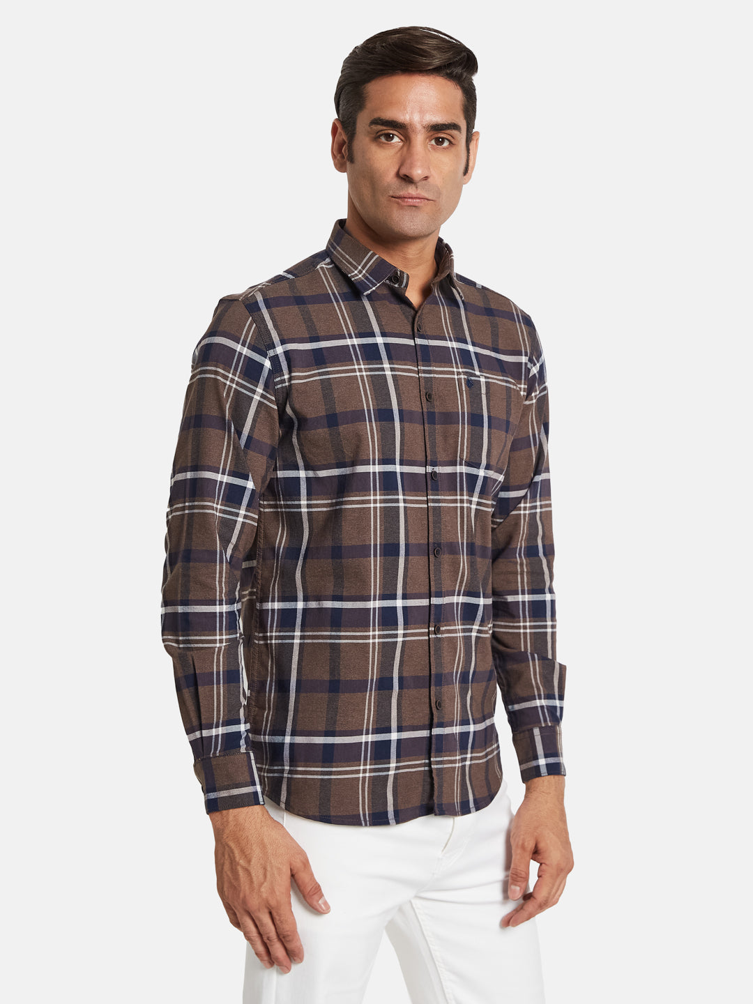 METTLE Men Opaque Checked Casual Shirt