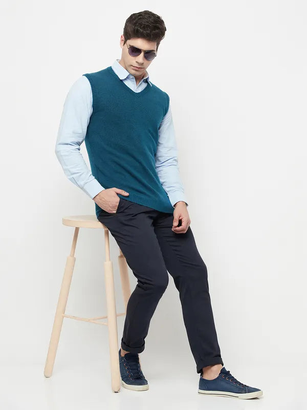 Men Light Teal Sweaters