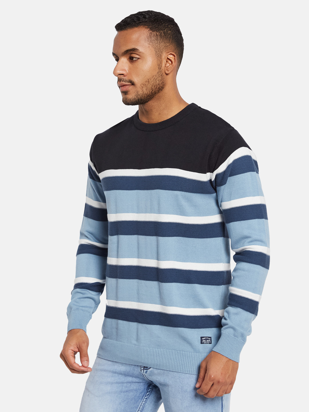 METTLE Men Colourblocked Pullover