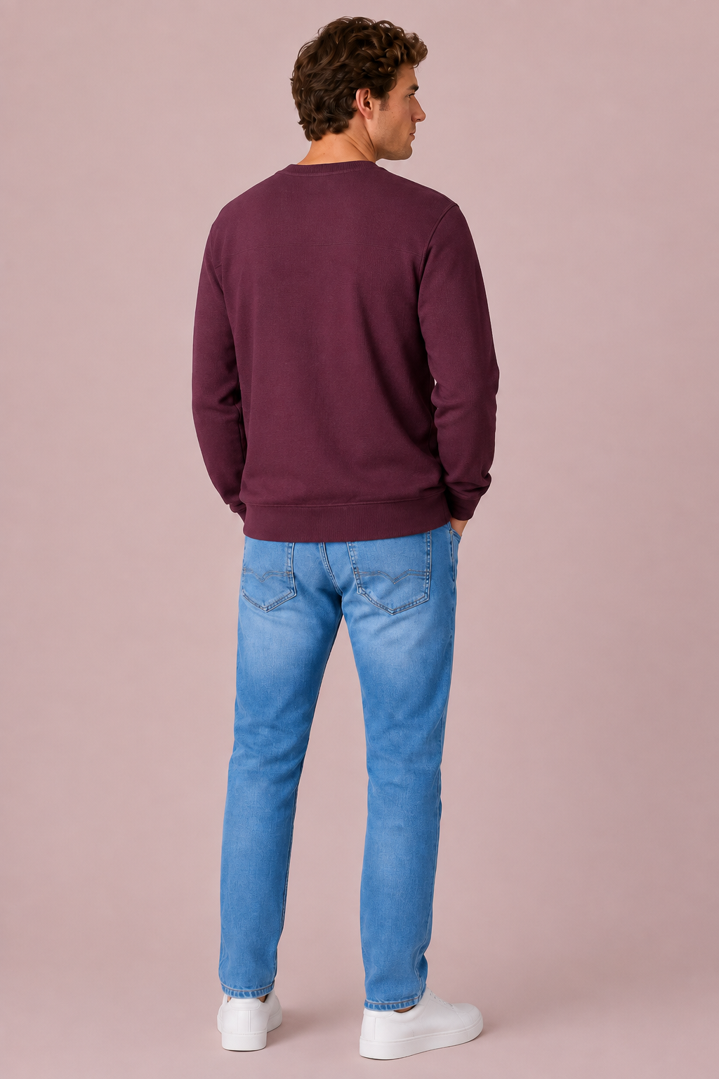 Men’s Wine Football Knit Full Sleeve Pre-Winter Sweatshirts