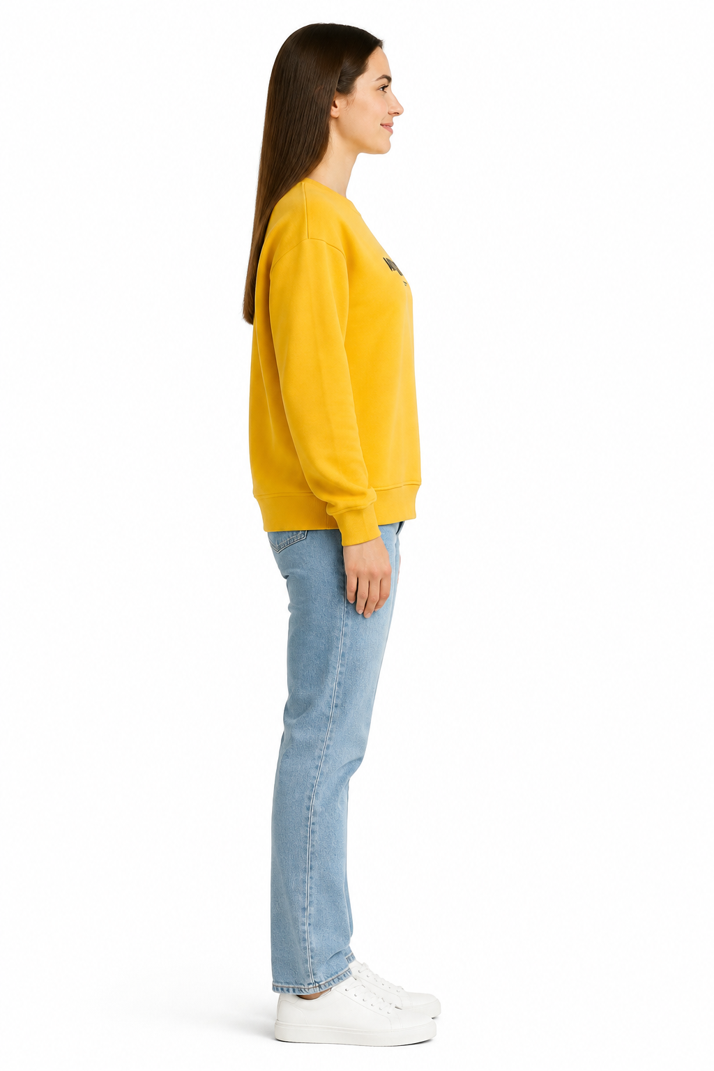 Mustard Yellow Cotton Fleece Sweatshirt - Aesthetic Brainstormed Graphic Pullover