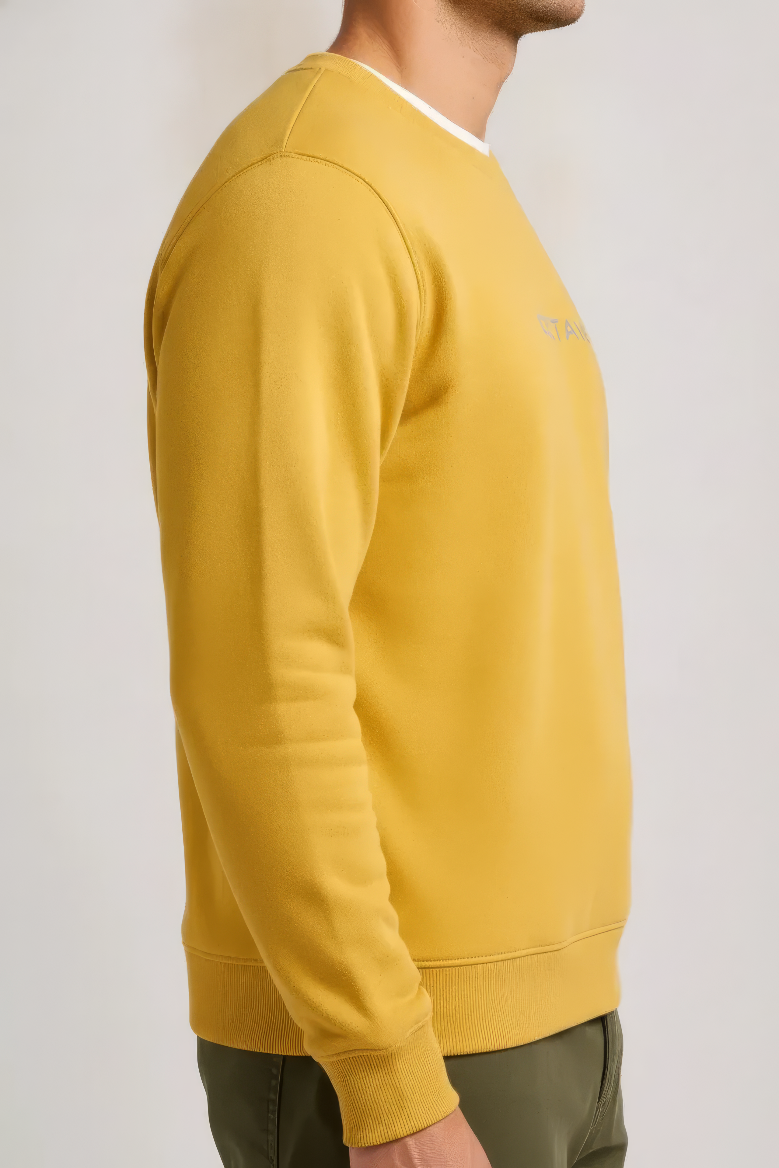Men’s Premium Mustard Crew Neck Cotton Fleece Sweatshirt